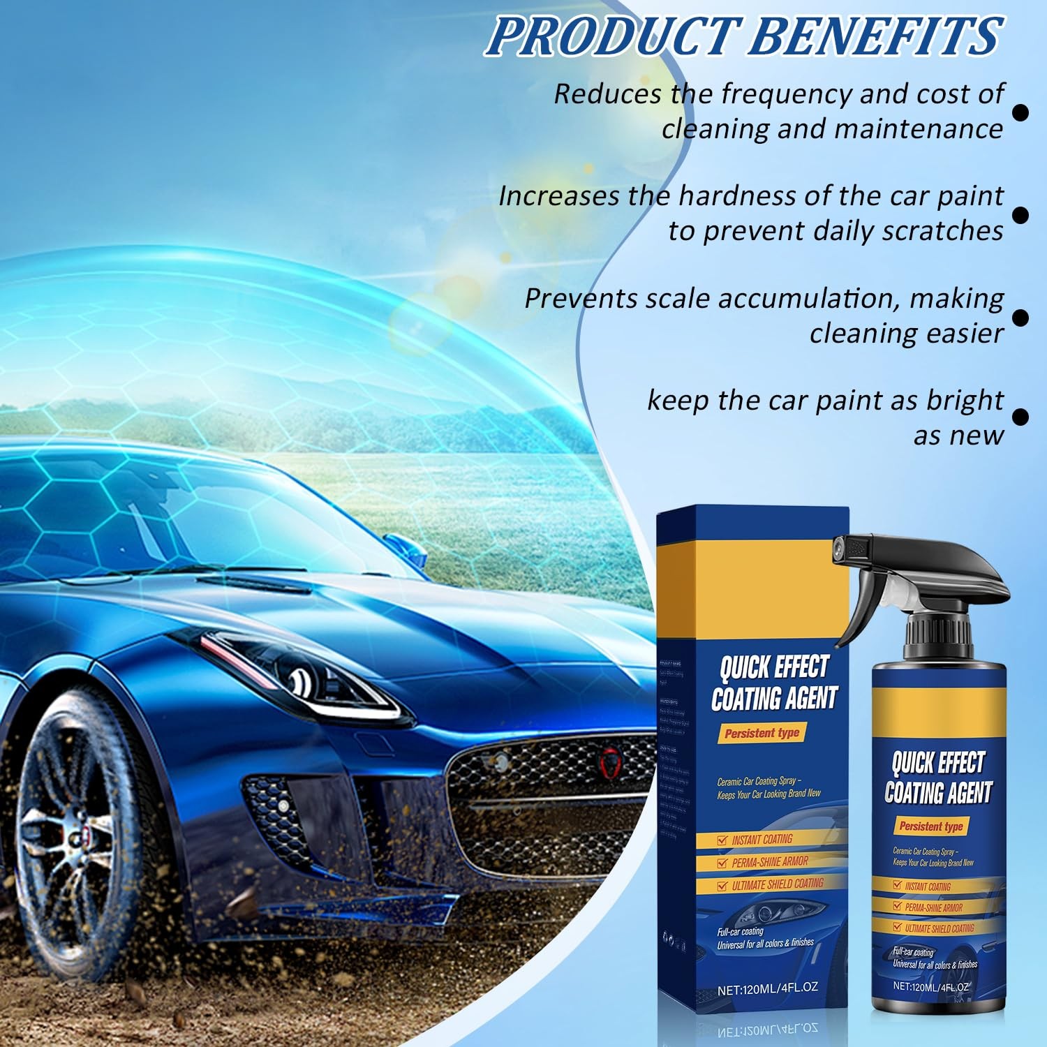 2Pcs Advanced Car Quick-Acting Coating Agent Spray, Car Scratch Wax Polish Quick