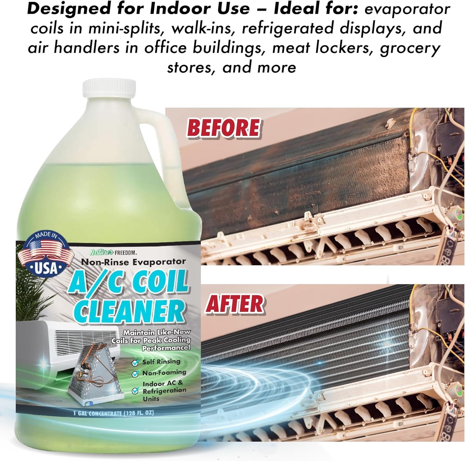 Nature’s Freedom Indoor AC Coil Cleaner with Pump Sprayer – 1 Gallon