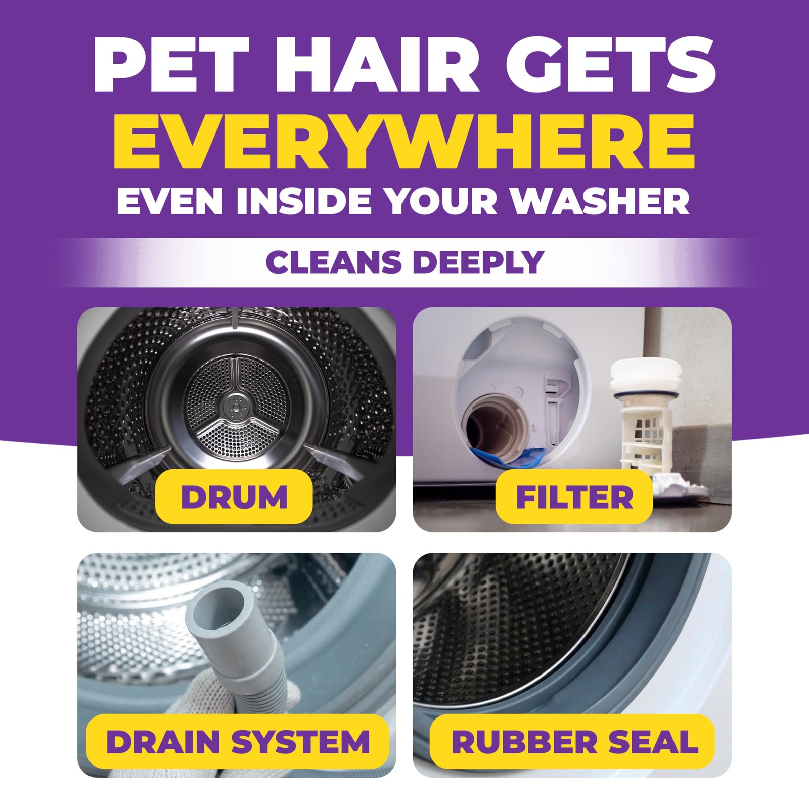 Washing Machine Cleaner Tablets for Pet Owners, Front&Top Load Washer Deep Cl…
