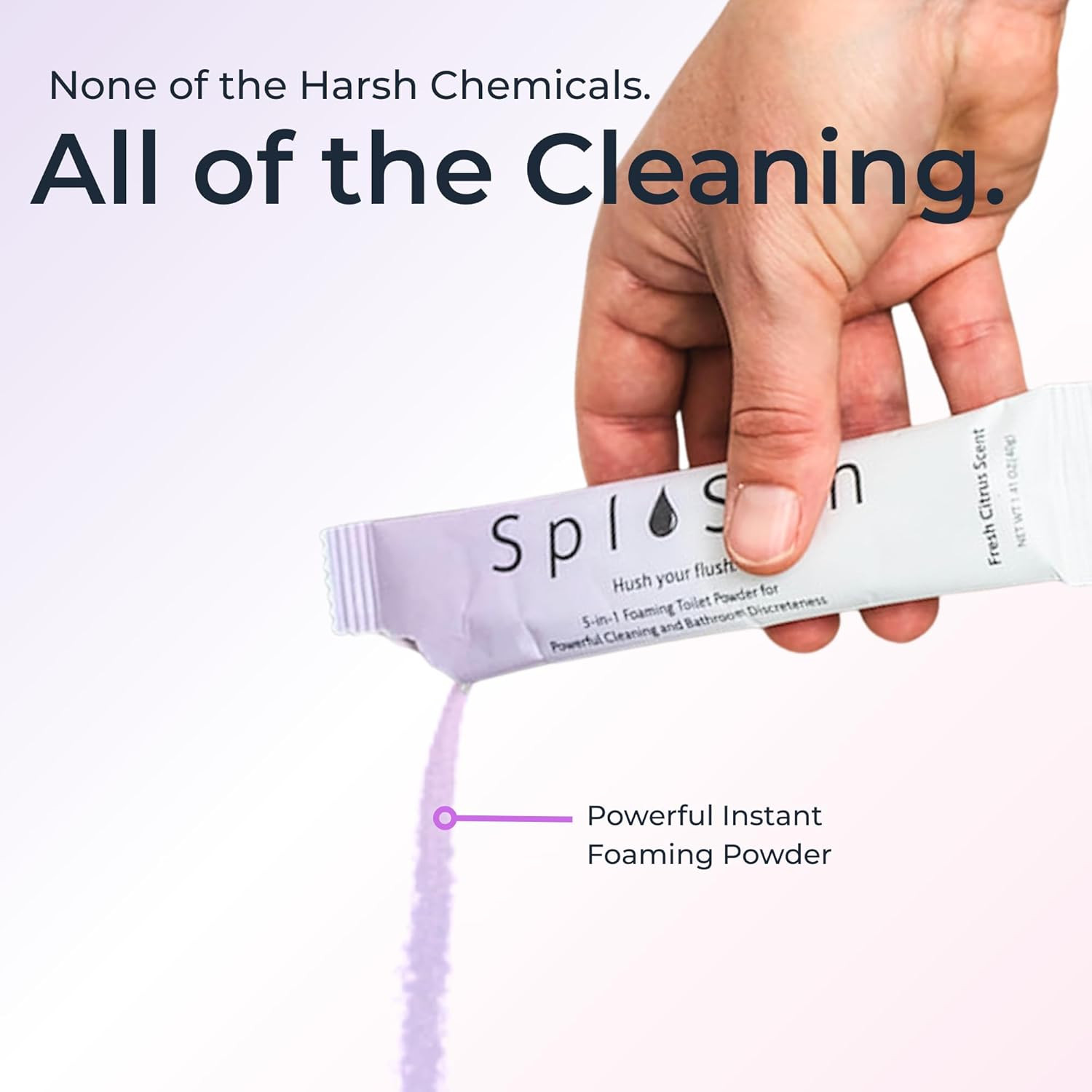 Splashh 5 in 1 Foaming Toilet Bowl Cleaner, 30 Powder Packets, Fresh Citrus Scen