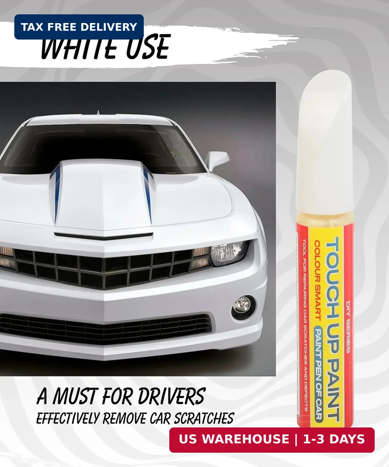 Pure White Touch Up Paint Universal Color Match for All Car Models Repair Pen