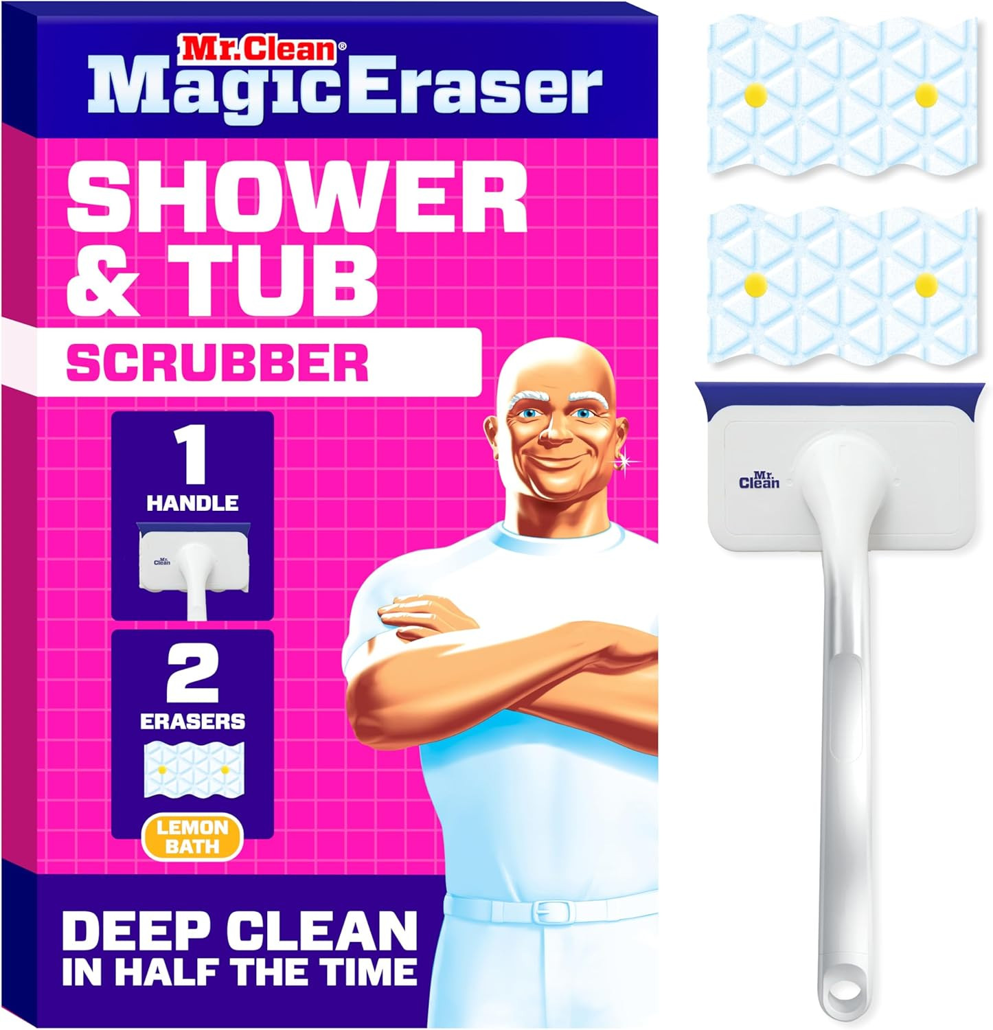 Mr. Clean Magic Eraser Shower & Tub Scrubber, Bathroom Cleaner, All in One Bathr