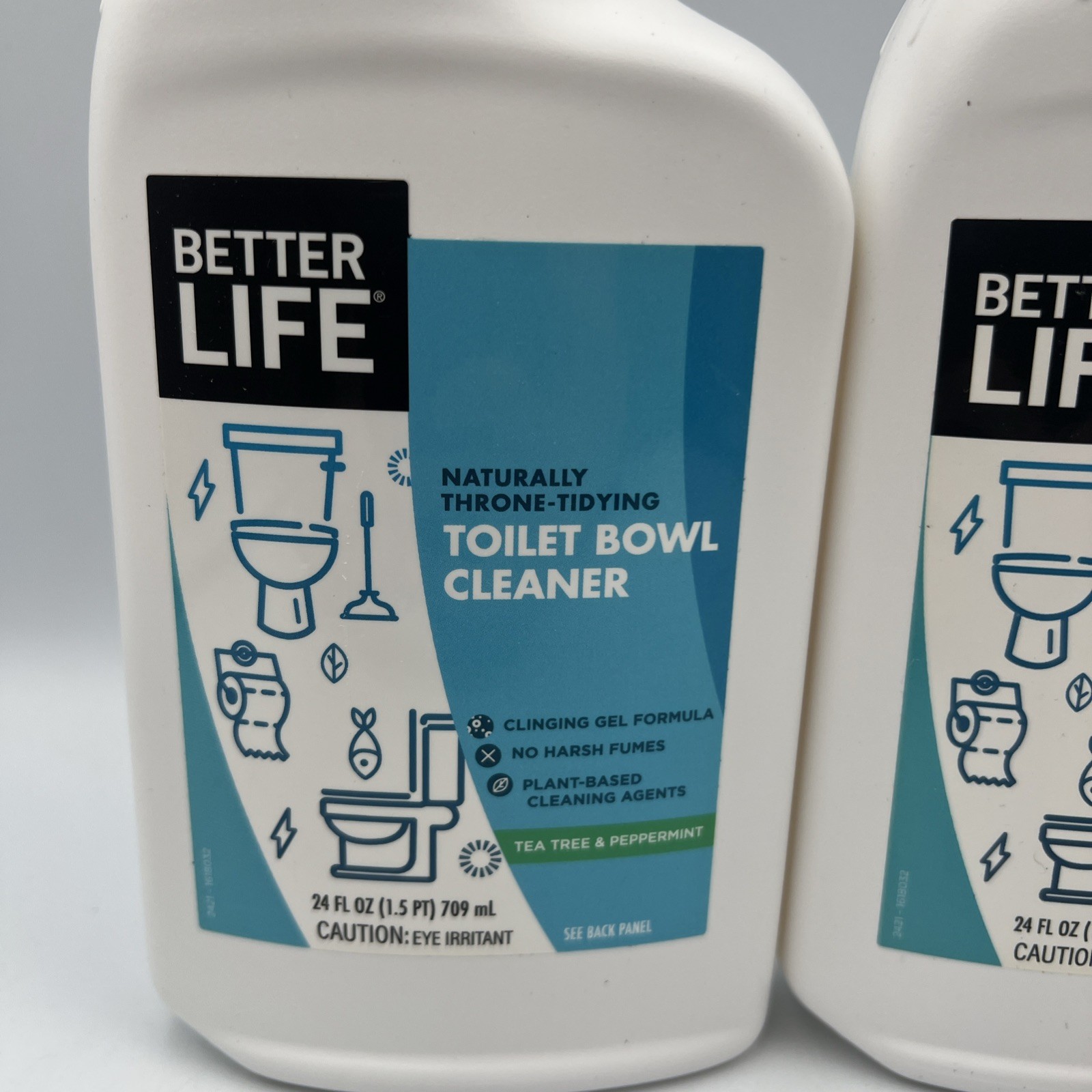 2 PK 24 Oz, Natural Toilet Bowl Cleaner Gel, Tea Tree & Peppermint, Plant-Based