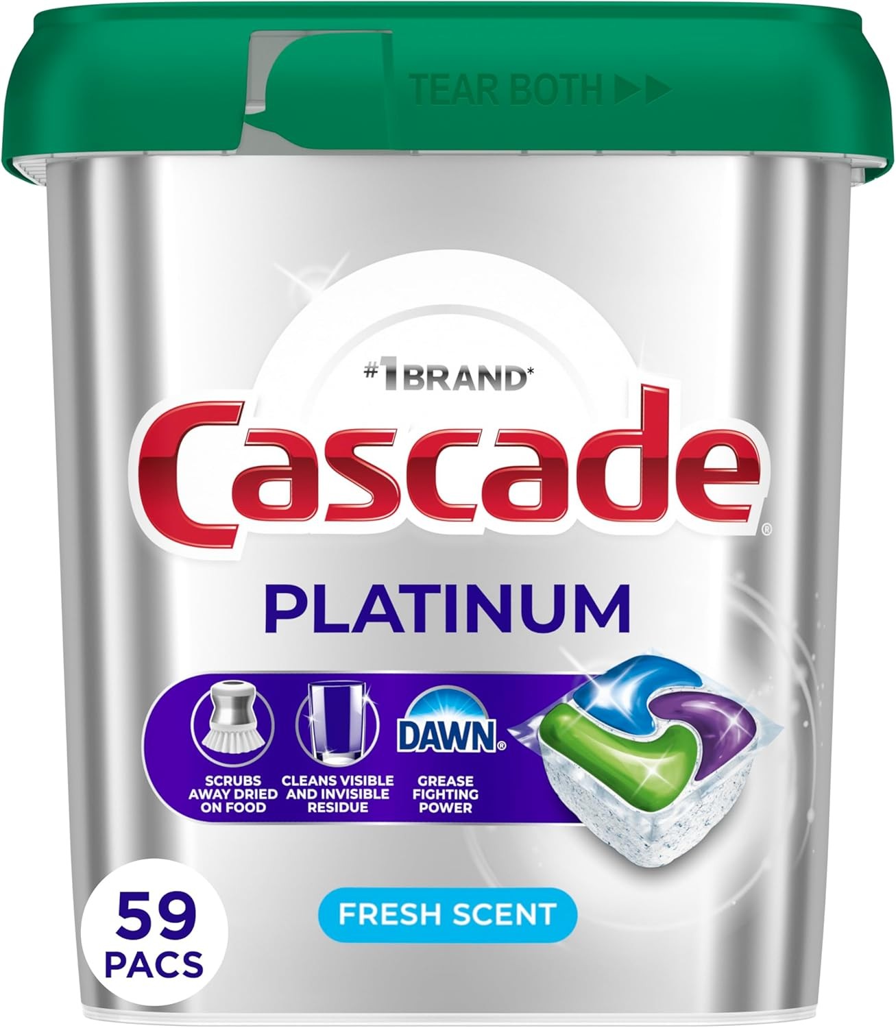Platinum Dishwasher Pods, Dishwasher Detergent, Dish Detergent Soap, Fresh, 59