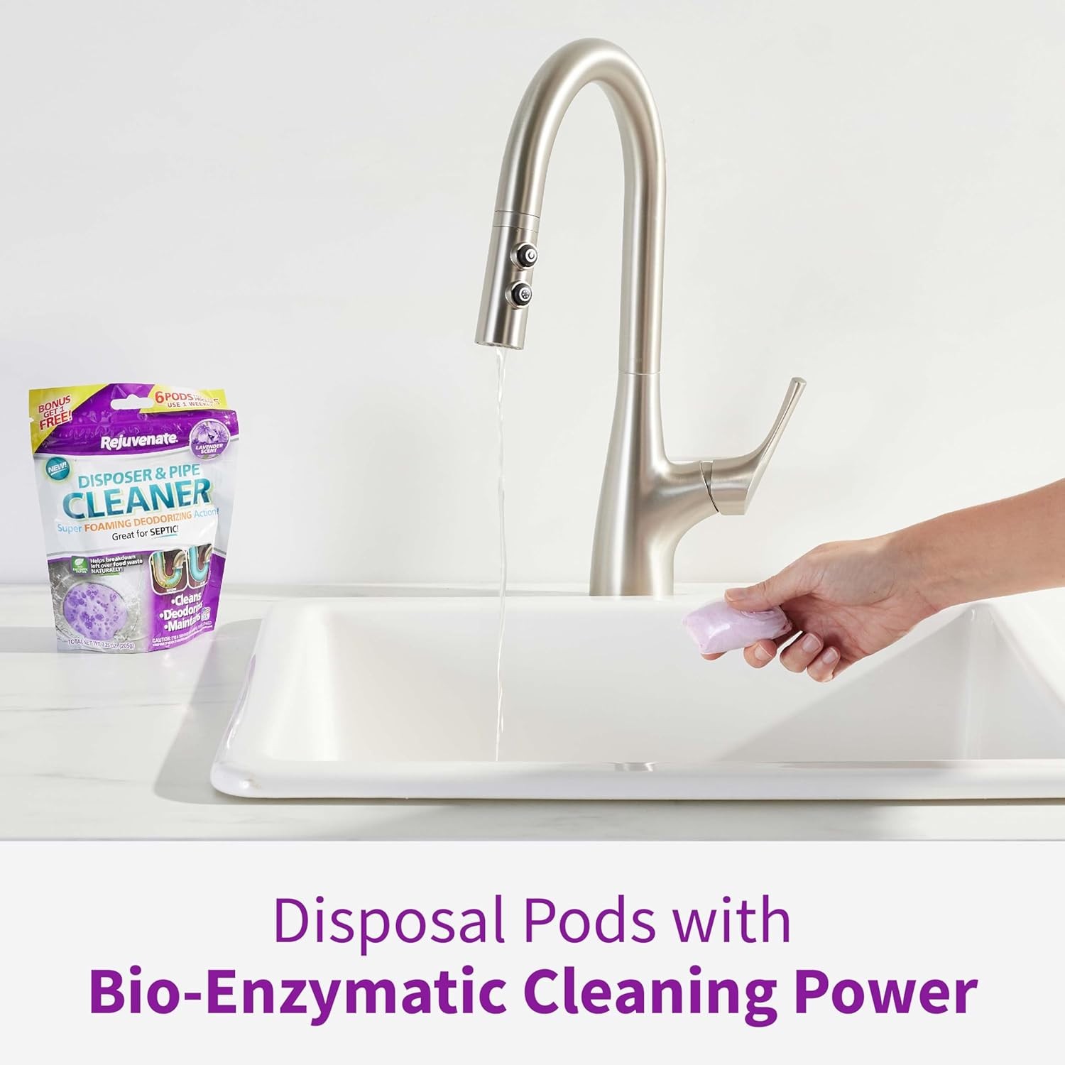 Rejuvenate Disposal Cleaner, 6 Pods, Lavender-Scented Disposal and Pipe Cleaner