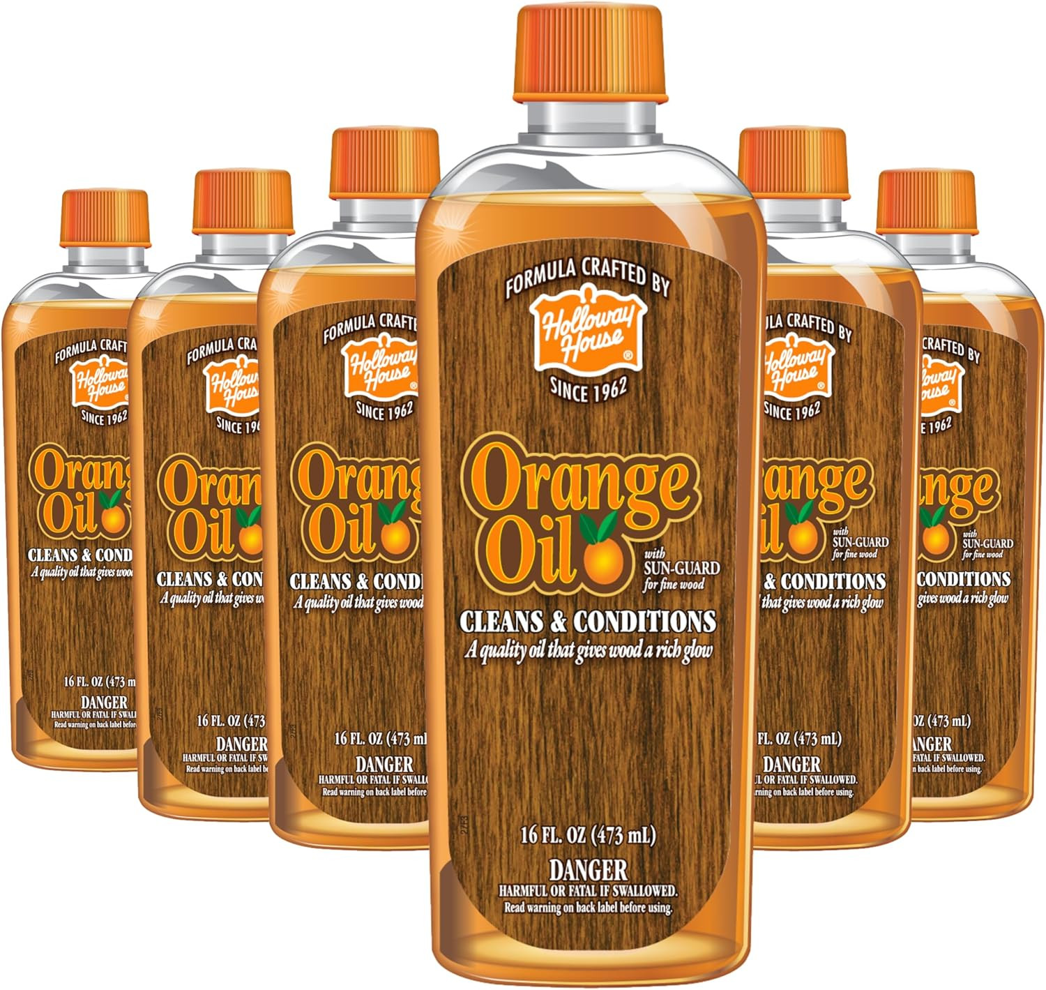 Orange Oil Cleaner 16Oz, 6Pk W/Sun-Guard for Fine Wood | Cleans & Conditions | R