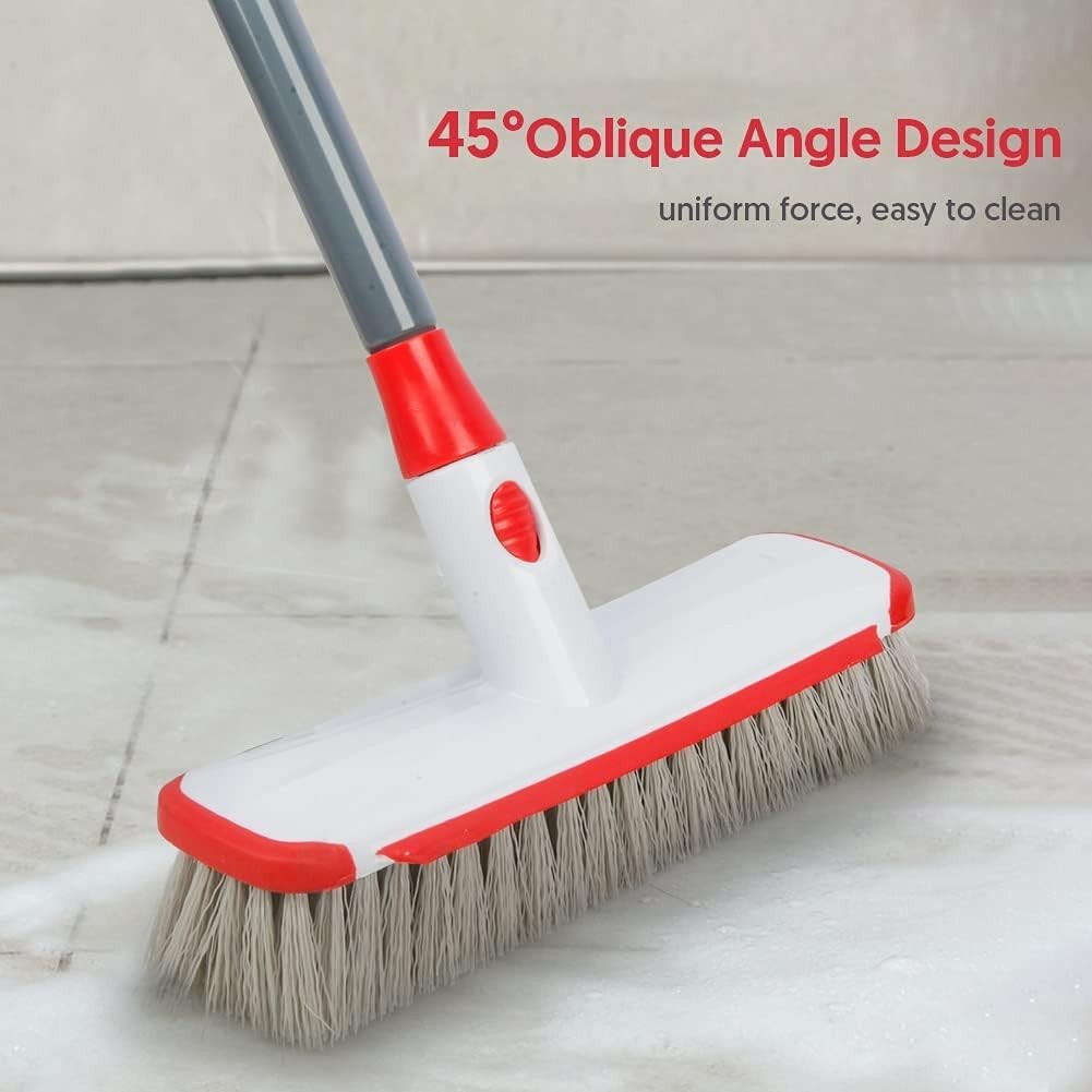 Floor Scrubber with Long Handle, 2 in 1 Scrubbing Brush Stiff Bristle Shower …