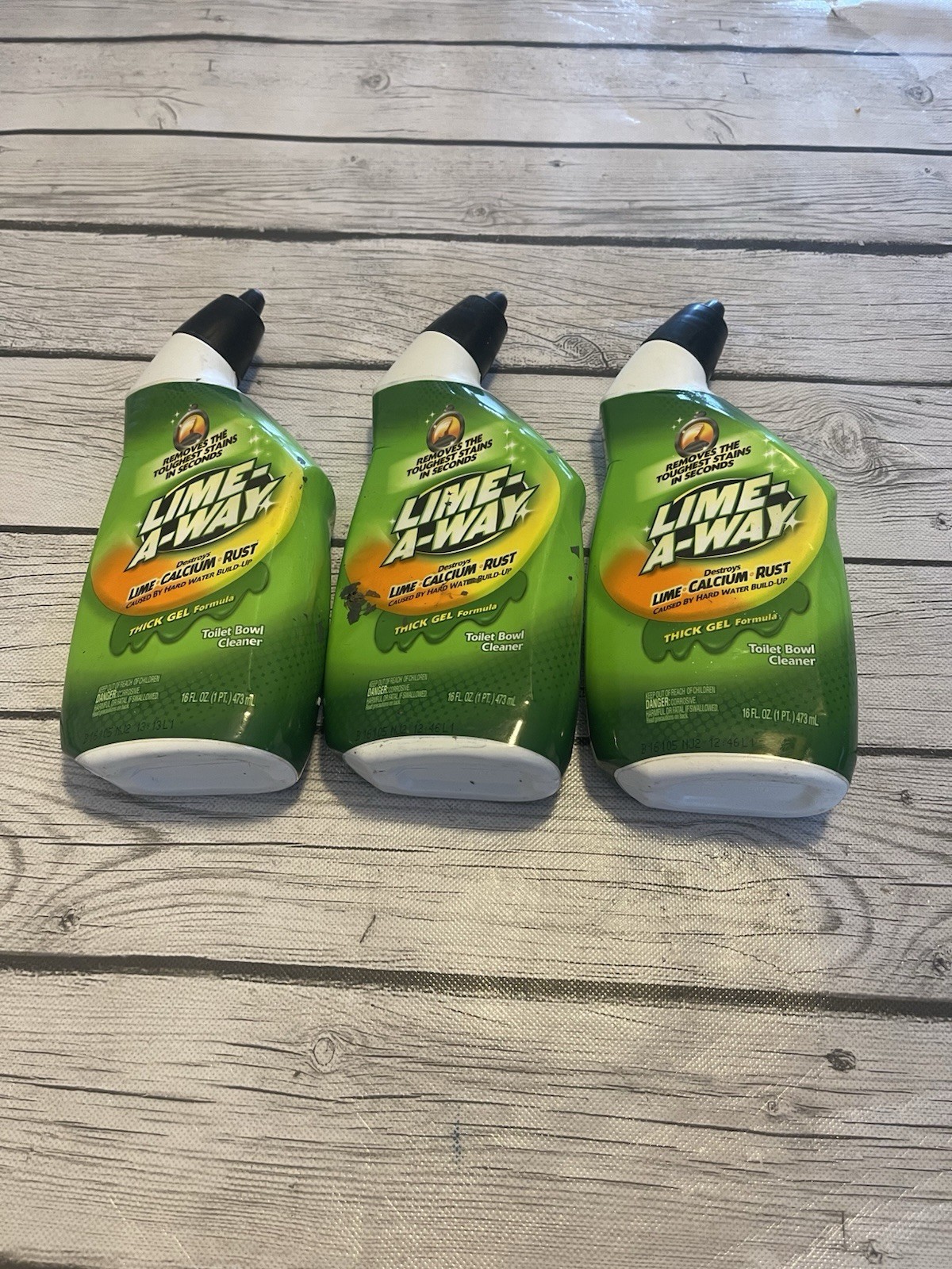 Lot Of 3 Lime A-Way Thick Gel Formula Toilet Bowl Cleaner / 16 fl oz