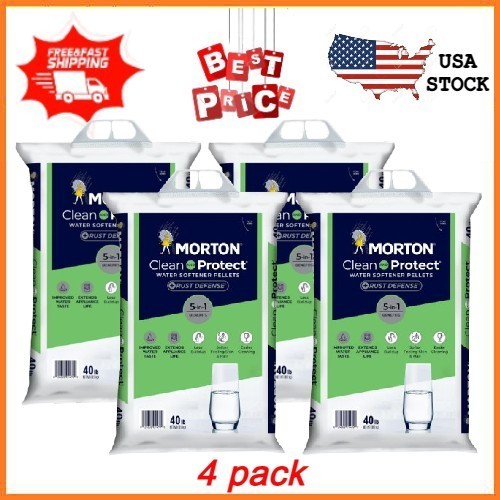 4 pack Morton Clean and Protect Plus Rust Defense Water Softener Salt Pellets 40