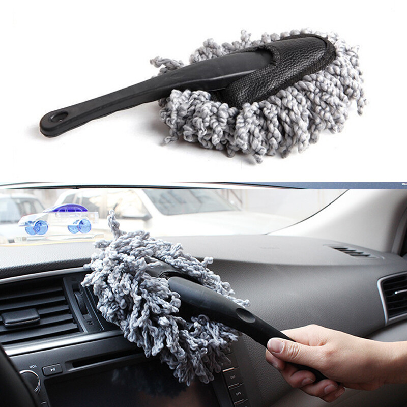 1Pc Car Dash Duster Brush Car Cleaning Home Kitchen C Super Soft Microfiber Gray
