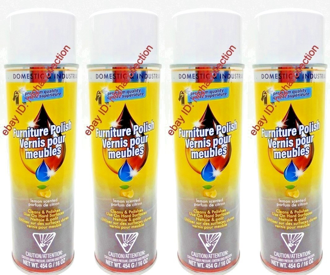 4 x Domestic/Industrial Lemon Scented Furniture Polish 16 oz Each Cleans/Polish