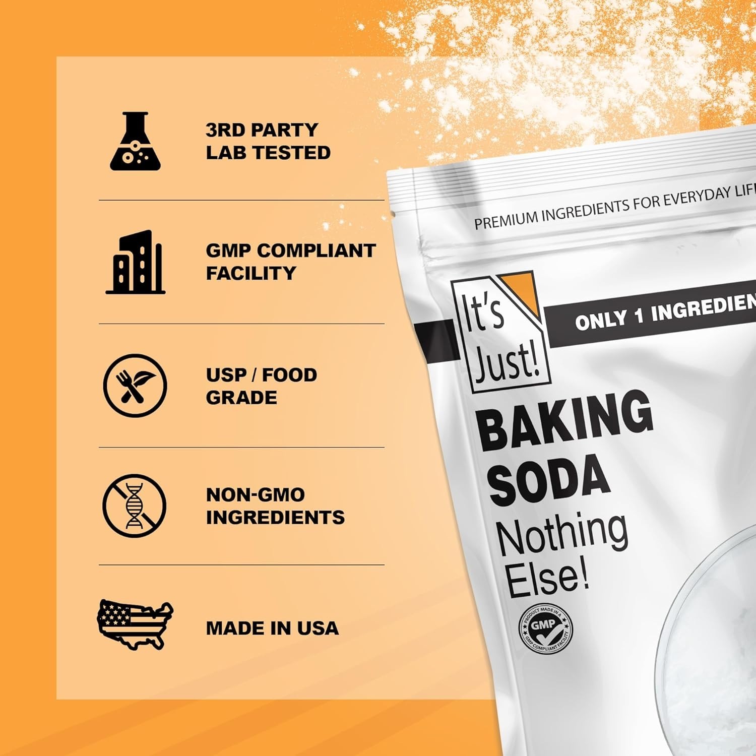 56 Ounce 100% Pure Sodium Bicarbonate – Gluten-Free, Additive-Free Baking Soda