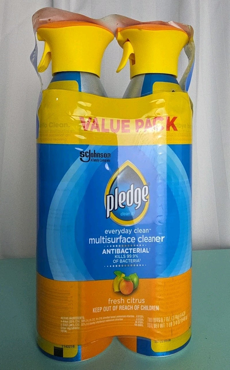 Pledge Multi Surface Spray Cleaner | Fresh Citrus | 9.7oz | 2 Bottles