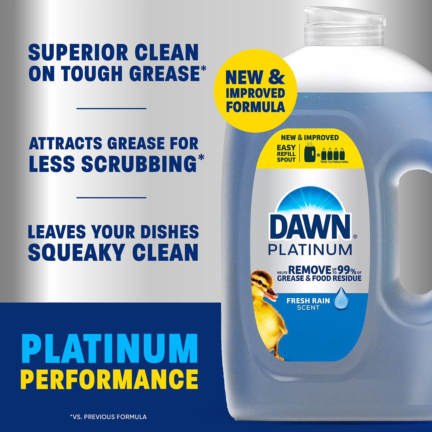 Dawn Platinum Dishwashing Liquid Dish Soap, Fresh Rain 90 fl. oz.