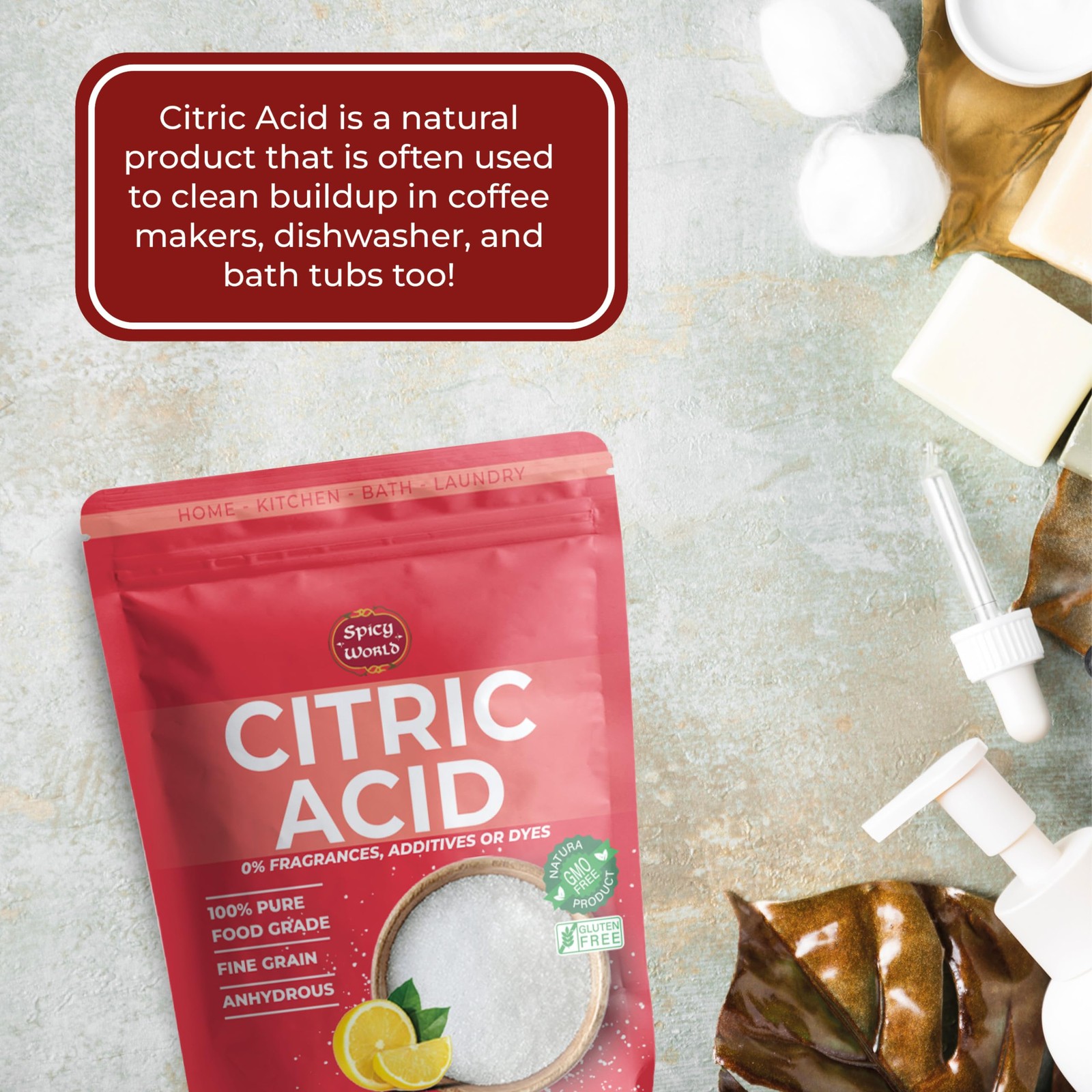 Pure Citric Acid 5 LB Bulk Bag – 100% Natural, Food , Non-GMO – Citric Acid f…