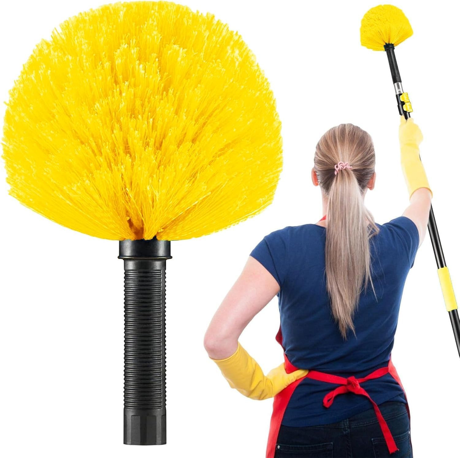 Cobweb Duster Brush Head, Spider Web Cleaning Tool, Indoor & Outdoor Use, Fits 3