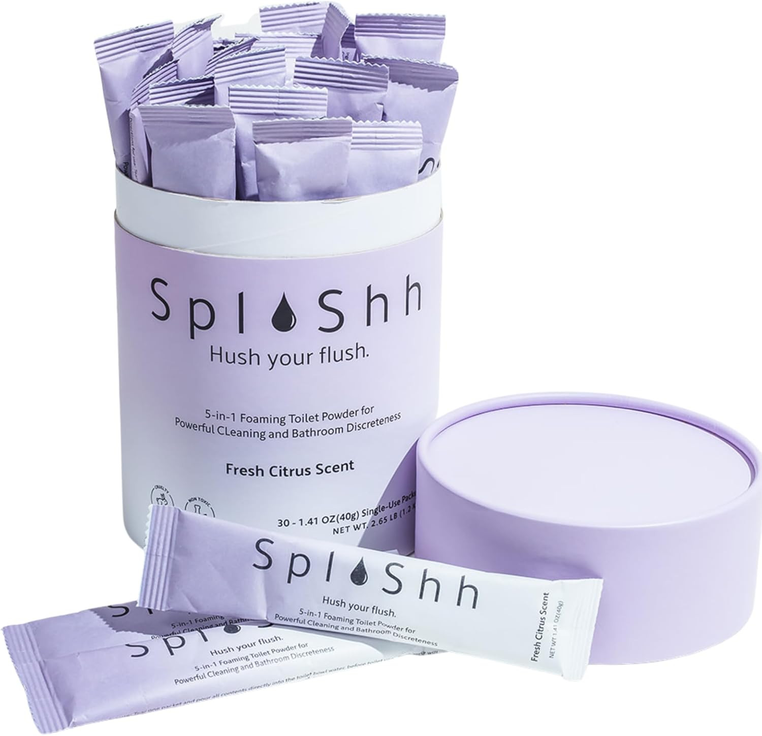 Splashh 5 in 1 Foaming Toilet Bowl Cleaner, 30 Powder Packets, Fresh Citrus Scen