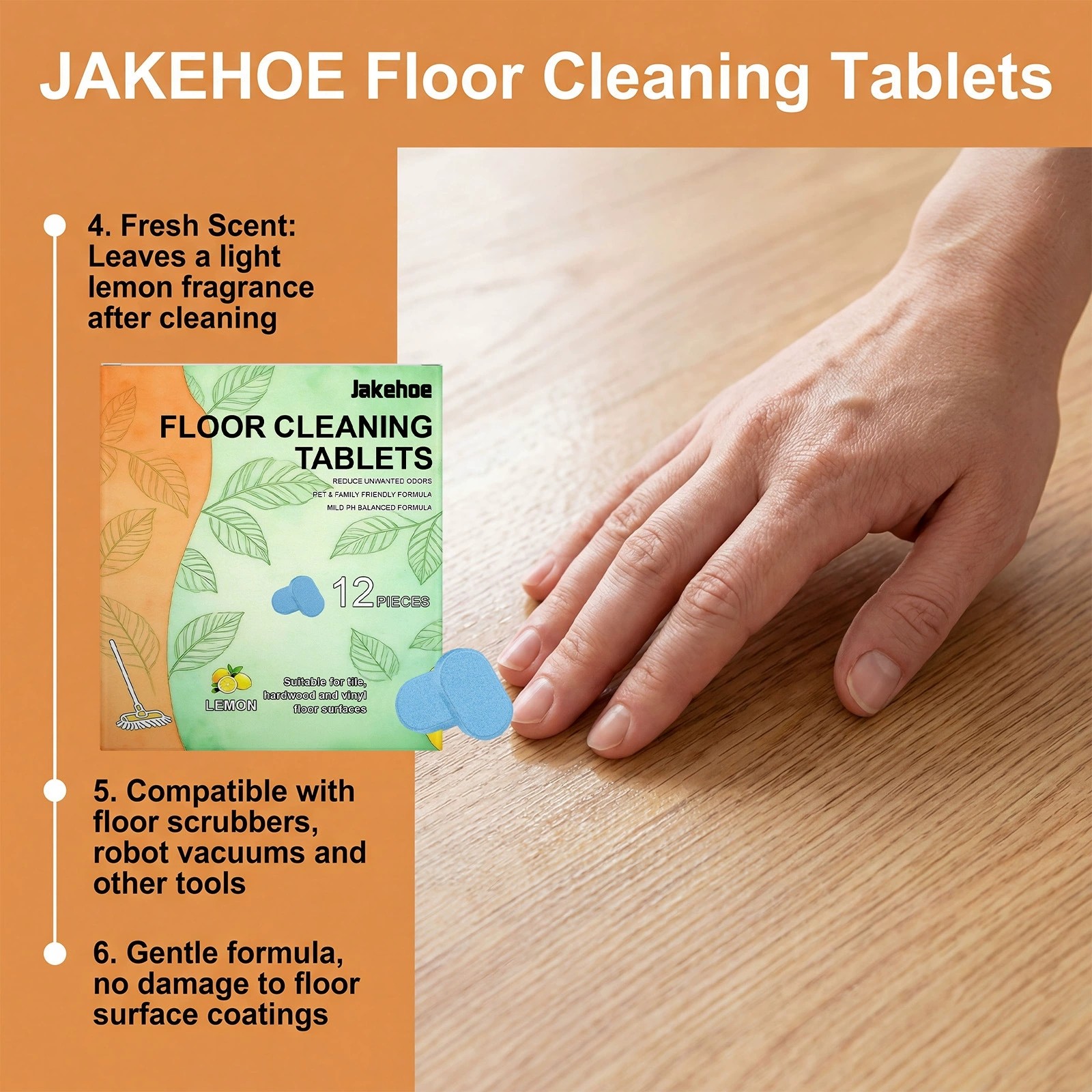12x Floor Cleaning Solution Tablet, Deep Cleans for Multiple Floors, lemon Scent