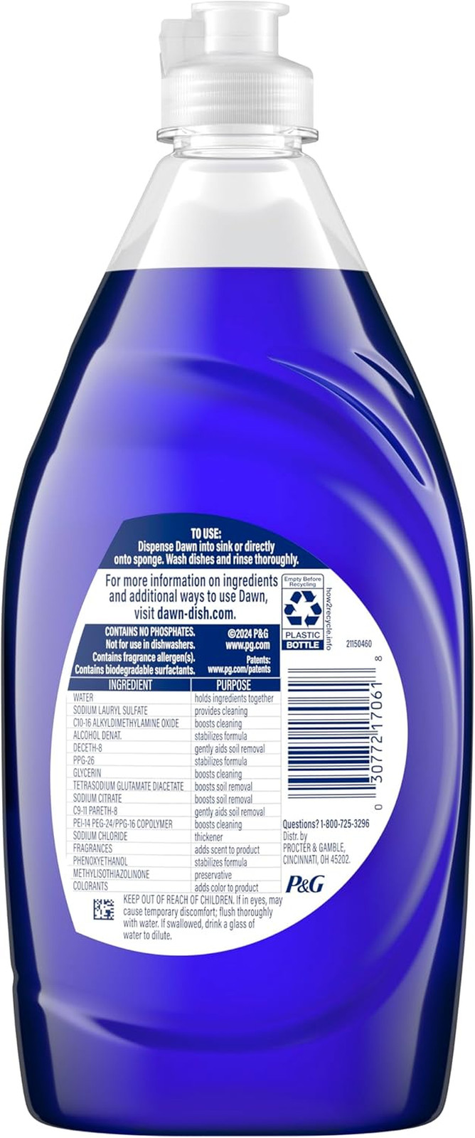 Dawn Platinum Dish Soap, Fresh Rain Scent Liquid Dishwashing Detergent, Powerful