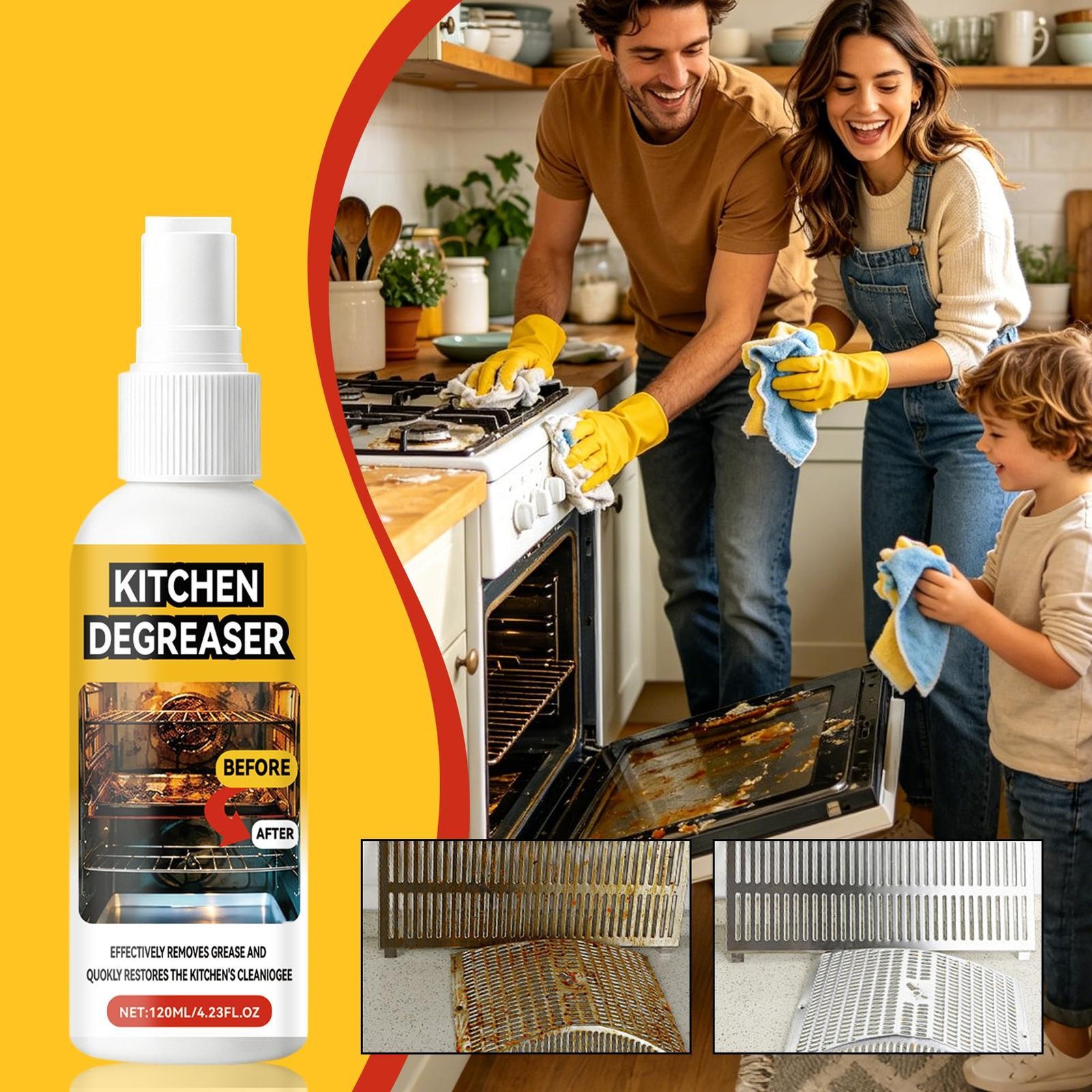 Kitchen Degreaser Heavy Duty Cleaning Stain Remover 120ml Oven Grill Oil Cleaner