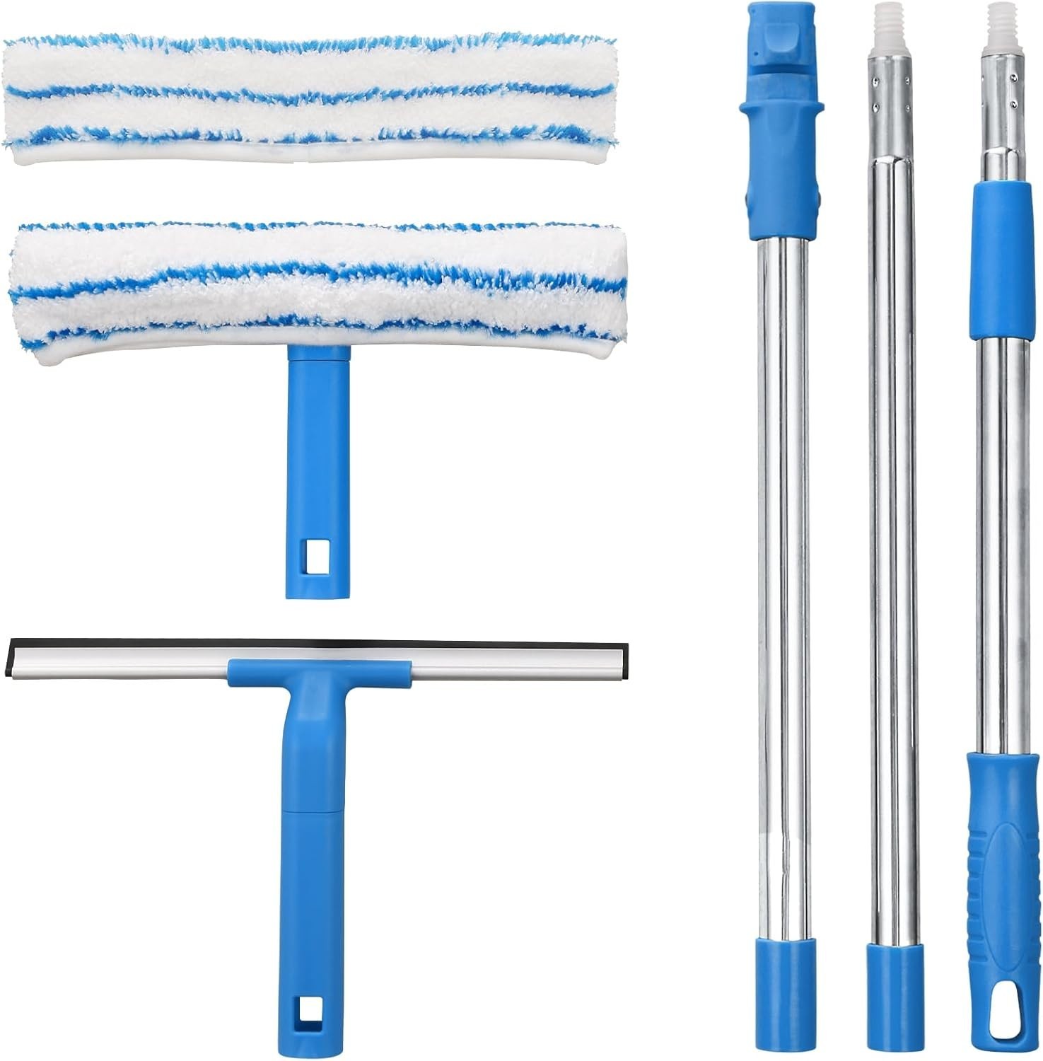 Window Cleaner with Long Handle(57In), Glass Cleaning Tools with Silicone Squeeg