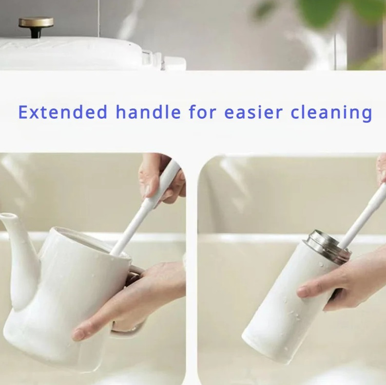 1pc Foldable 360° Silicone Bottle Cleaning Brush with Long Handle Reusable – NEW