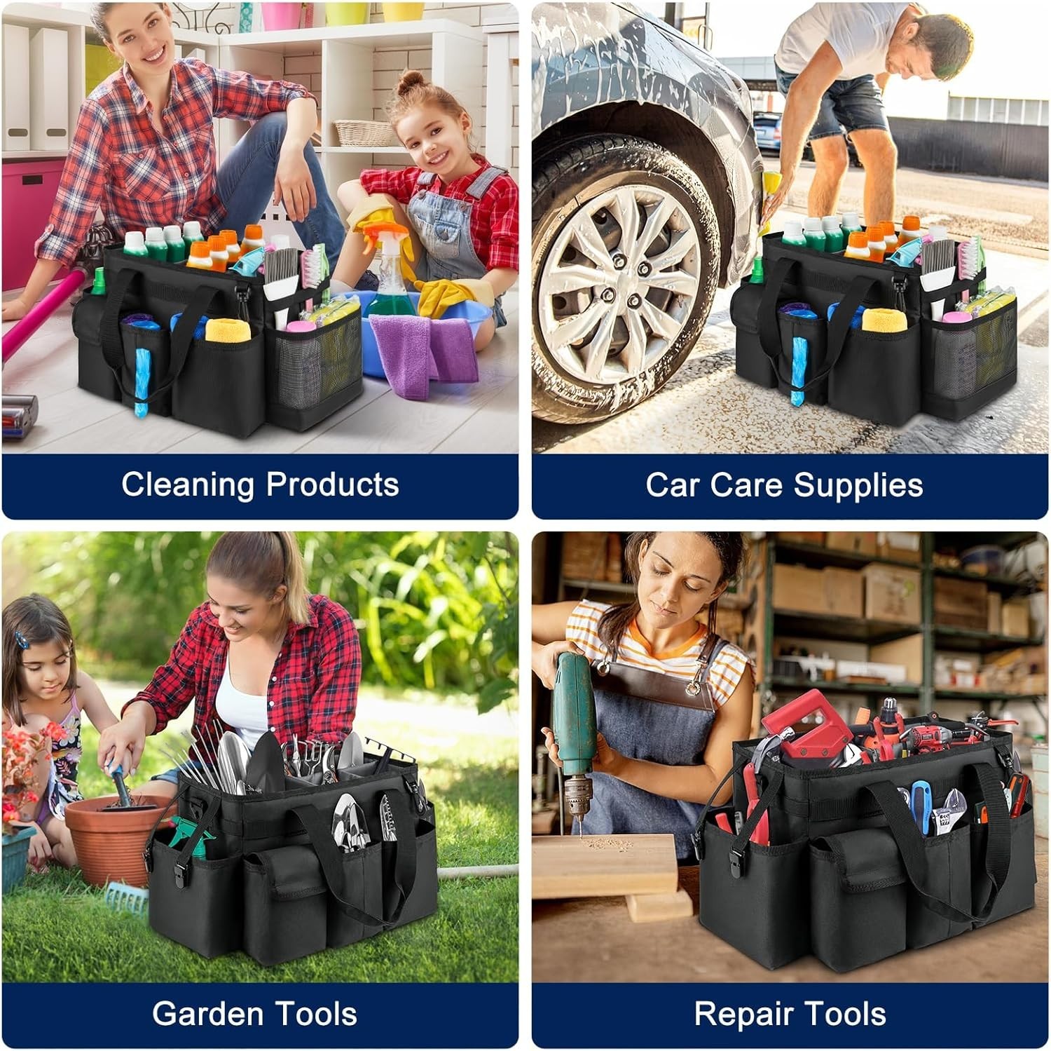 Cleaning Caddy,Cleaning Bag for Housekeepers,Cleaning Supplies Organizer with…