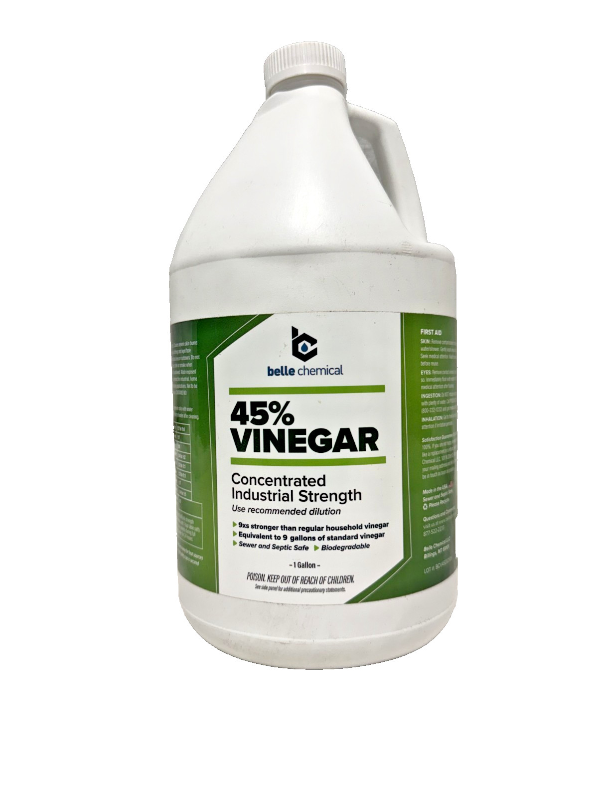 Belle Chemical 45% Pure Vinegar Concentrated Industrial Grade 1 Gallon Cleaner