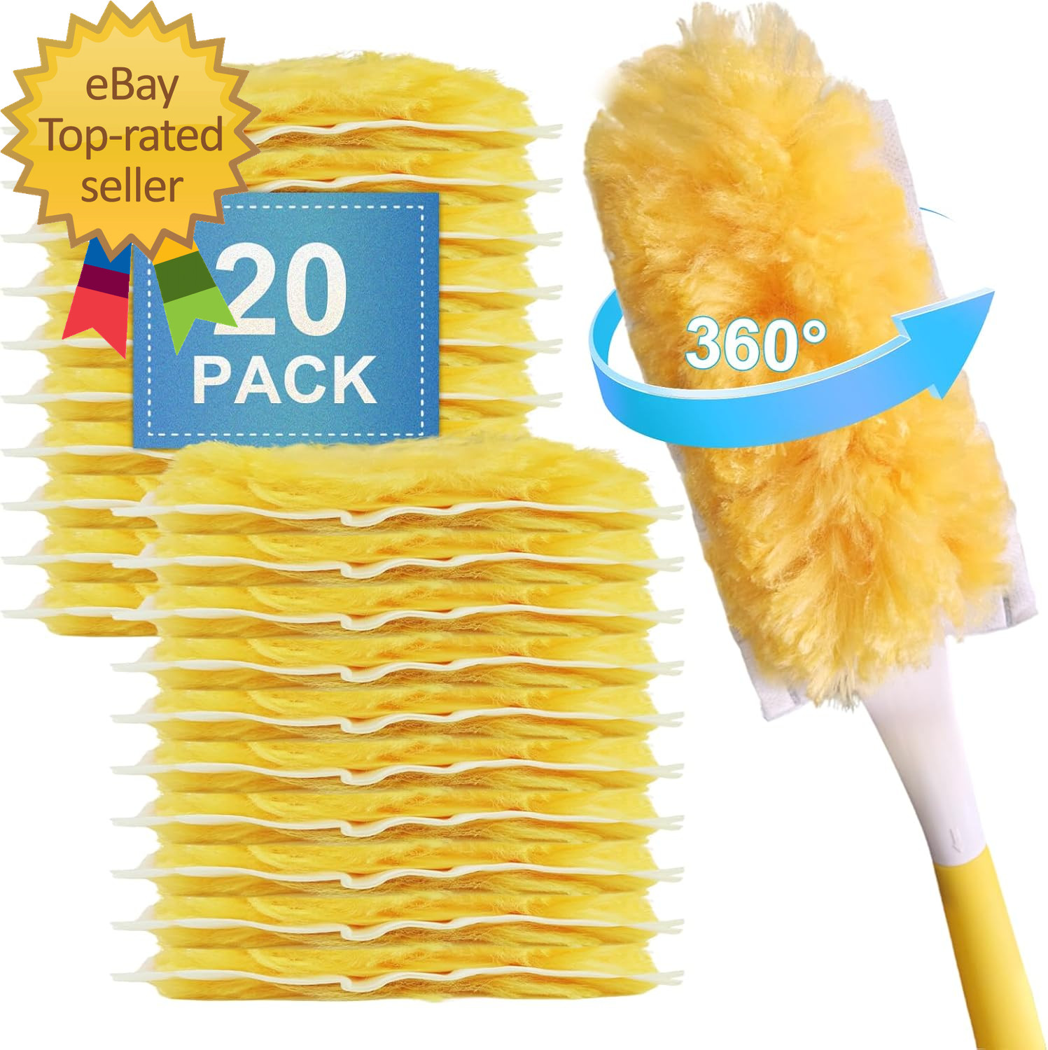 20 Pack Heavy Duty Duster Refills for Swiffer, Multi-Surface 360° Disposable Dus