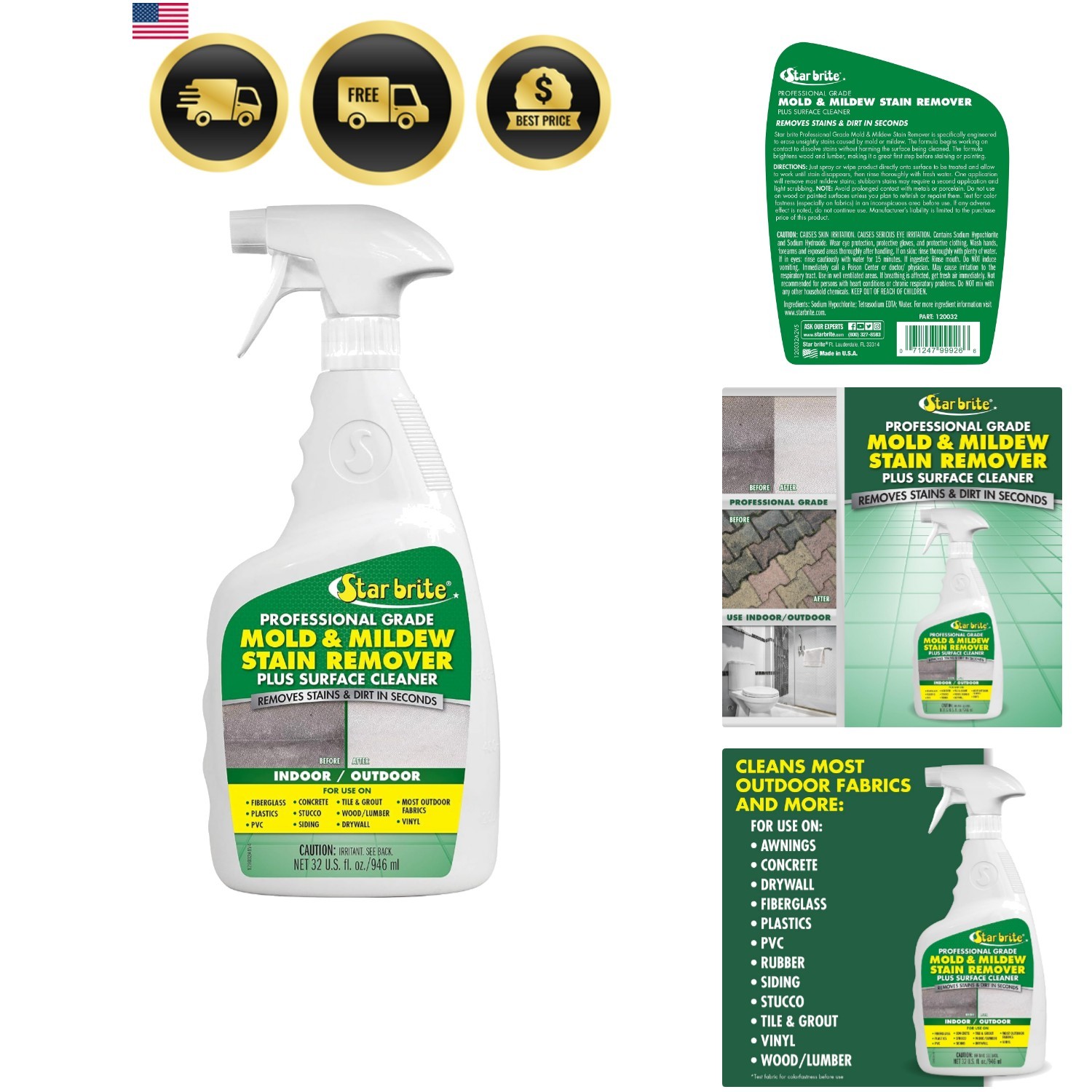 Professional Grade Mold & Mildew Stain Remover – 32 OZ