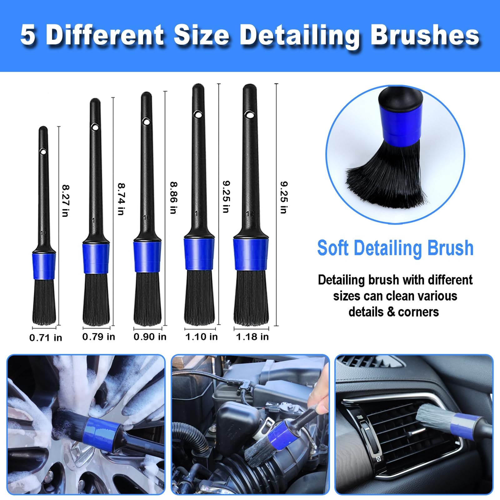 12Pcs Wheel Brush Kit for Cleaning Wheel and Tire, Wheel and Rim Brush, Car D…