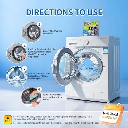 Ultra-Powerful Washing Machine Cleaner Tablets-24 Packs, Deep Cleaning Tablet…