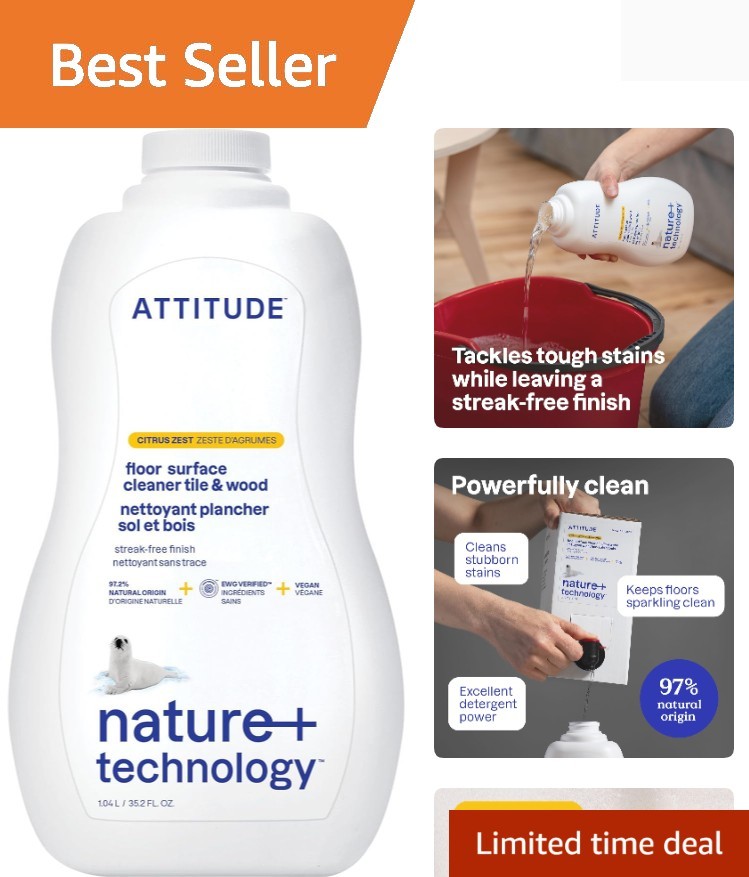 EWG Verified Plant-Based Floor Cleaner for Wood, Tile & Laminate – 35.2 Fl Oz
