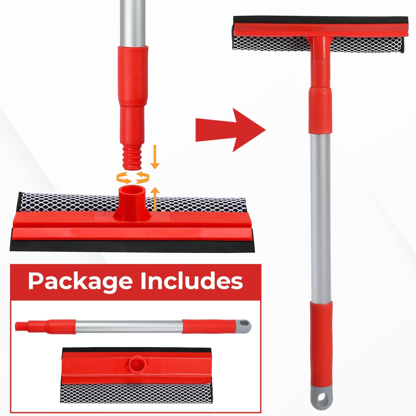 Windshield Cleaner Tool 2 in 1 Car Window Squeegee with Extendable Hand