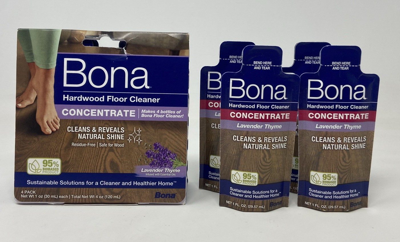 Bona Hardwood Floor Cleaner Concentrate, Lavender Thyme 1 Fl Oz, 8- Pack Lot