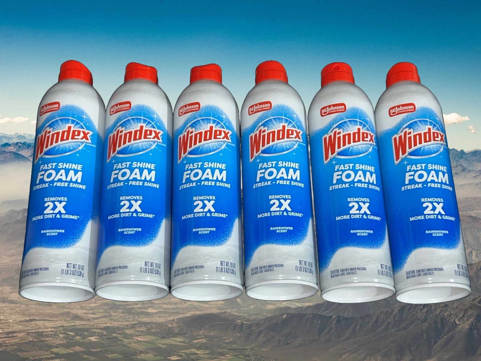 6x Windex Fast Shine Foam – 19 fl oz – Removes 2x Dirt & Grime