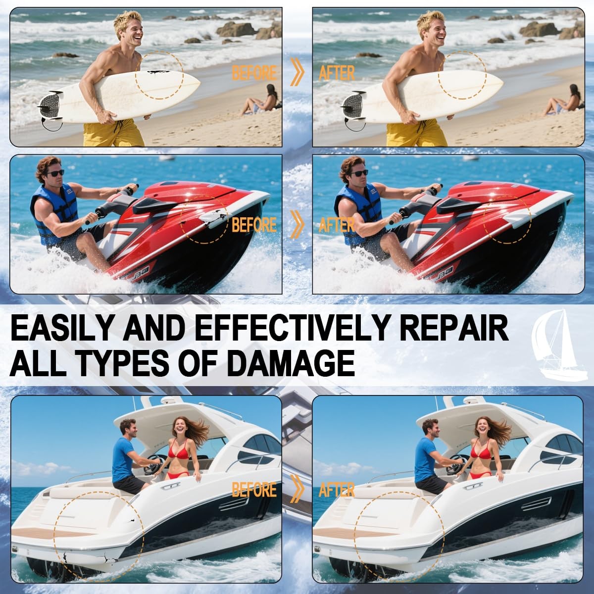 Marine Fiberglass Repair Kit for Boats Pro Gel Coat & Epoxy Resin to Fix Hole…