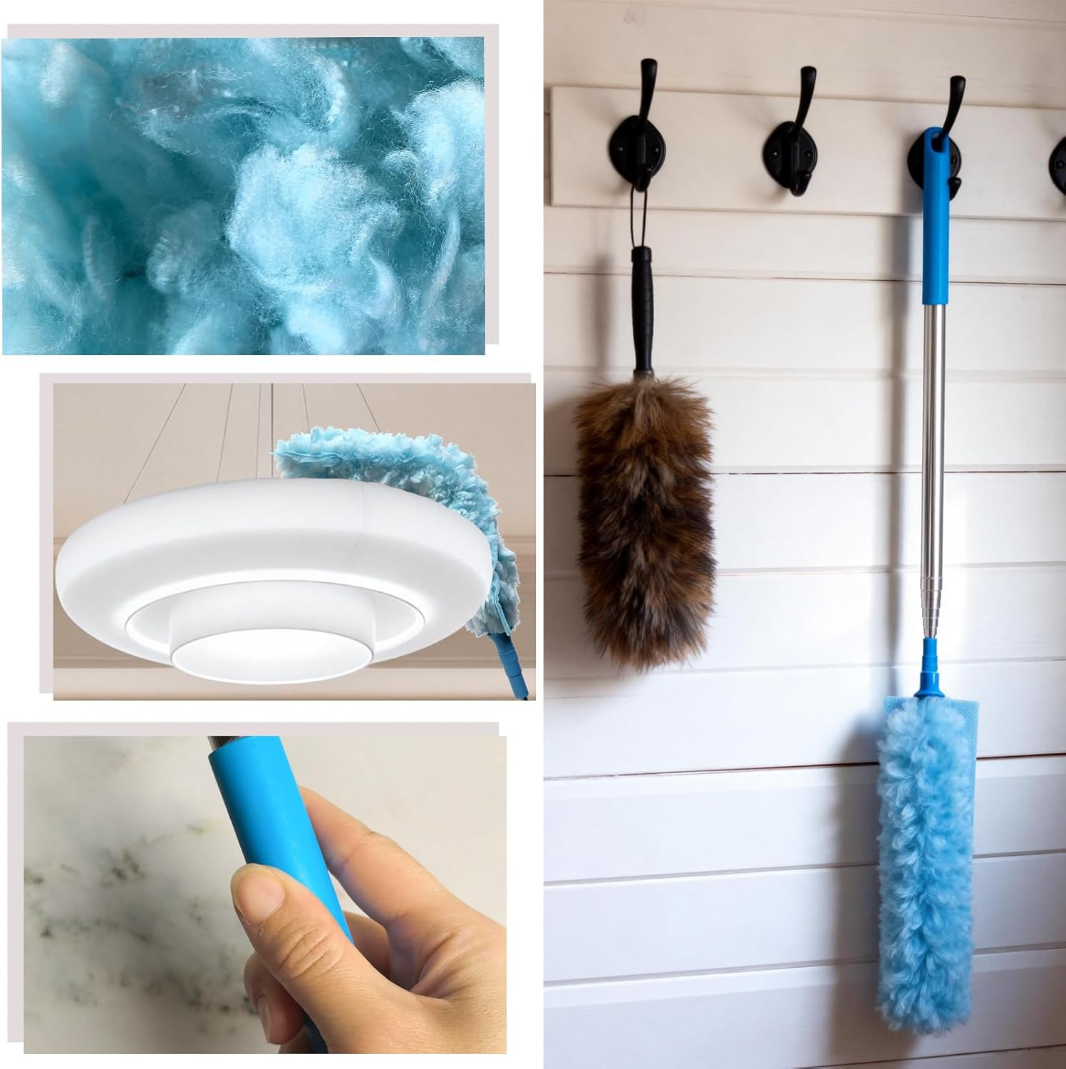 100 Inch Extended Handle Duster Heavy Duty Dusting 360° Duster Refills Kit, Micr