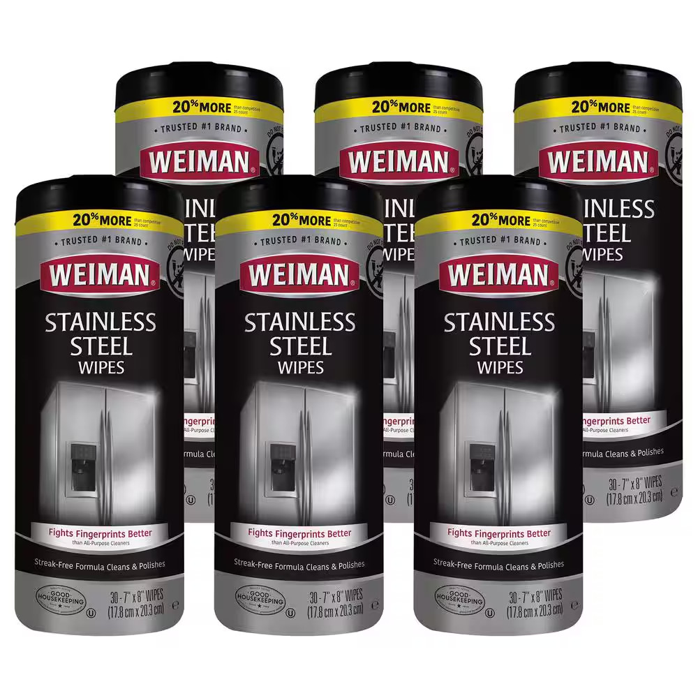 12 Oz. Stainless Steel Cleaner Wipes (6-Pack)