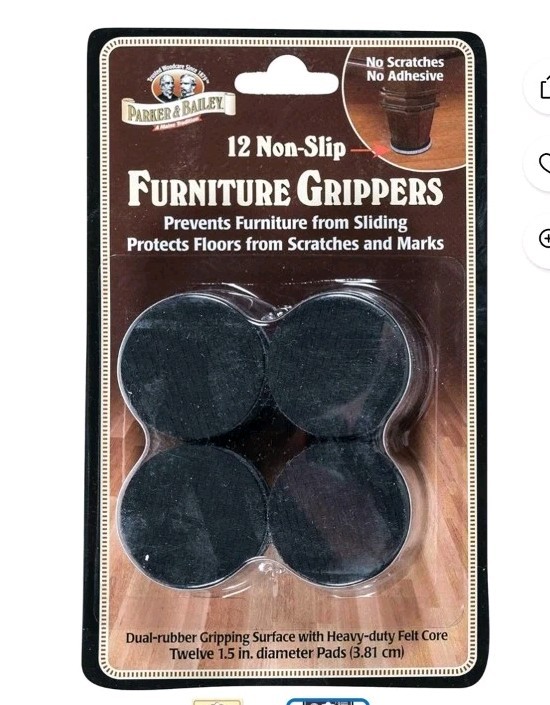 Parker Bailey 12 non-slip Furniture Grippers 1.5 Inch Diameter Pads