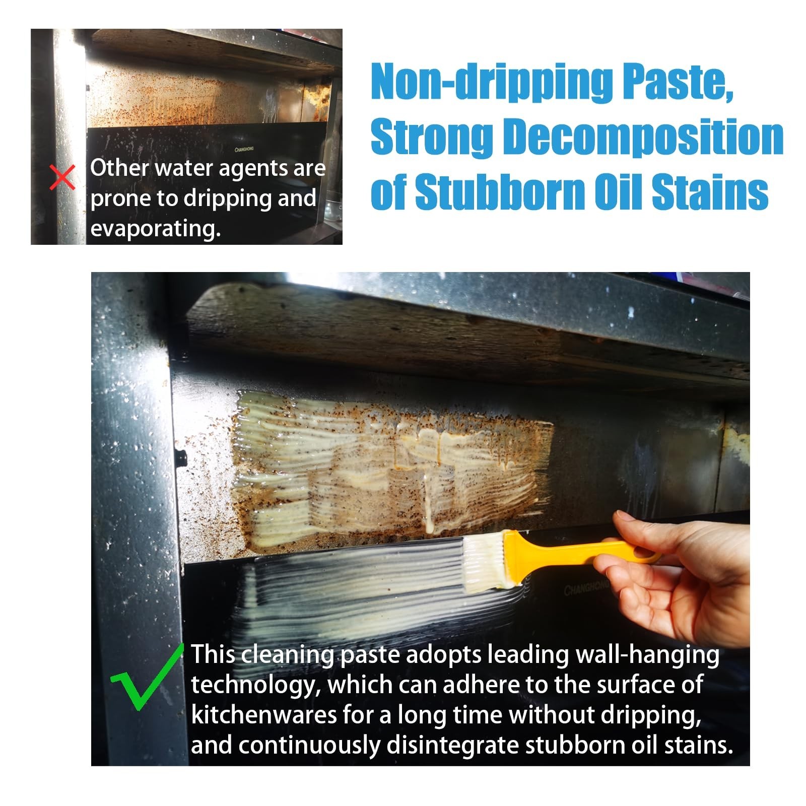 Powerful Heavy Oil Stain Cleaner for Pots & Pans, Multi-Purpose Kitchen Cleaner