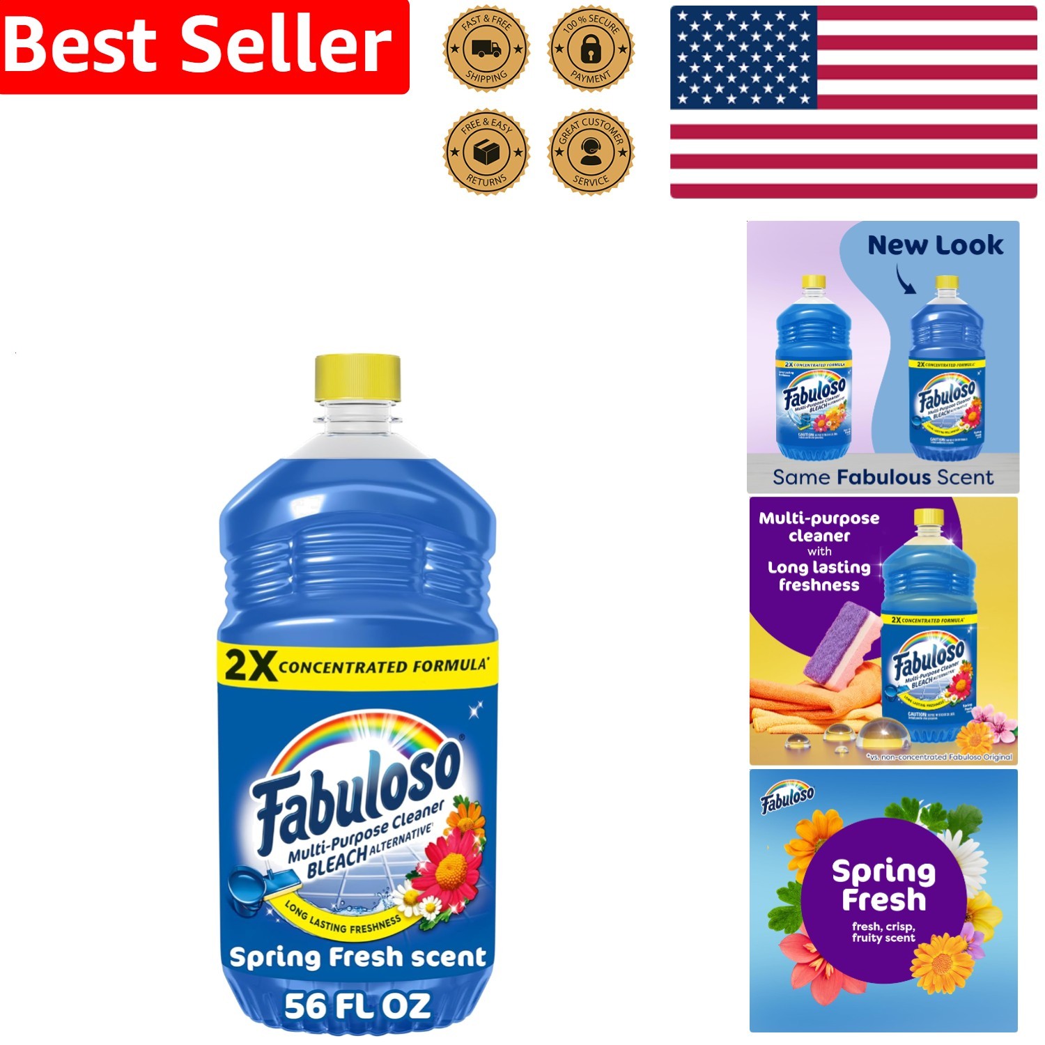 Heavy Duty Floor Cleaner 56oz 2X Concentrated Spring Fresh Scent Multipurpose
