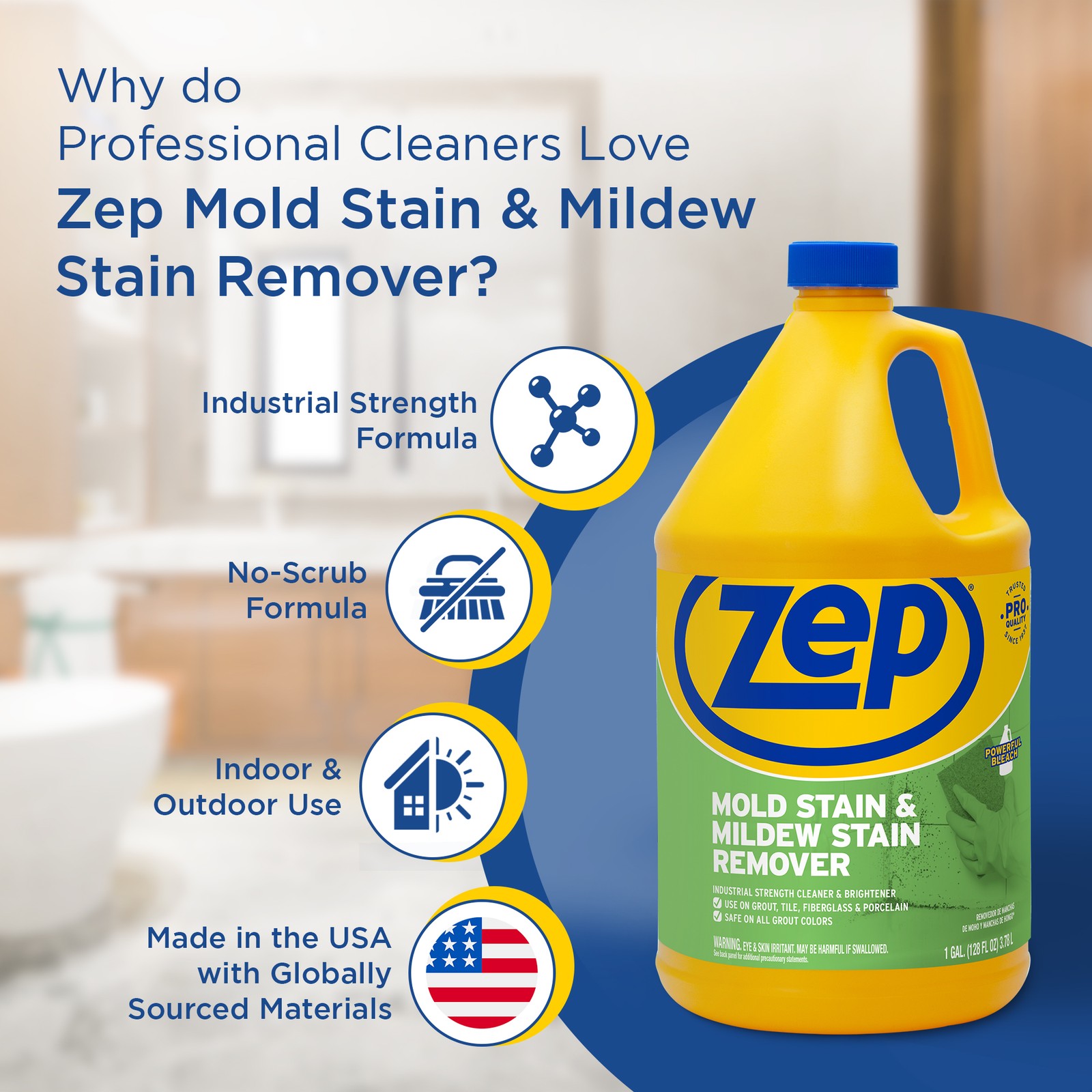 Zep Mold Stain and Mildew Stain Remover – 1 Gallon (Case of 2) ZUMILDEW1282 –