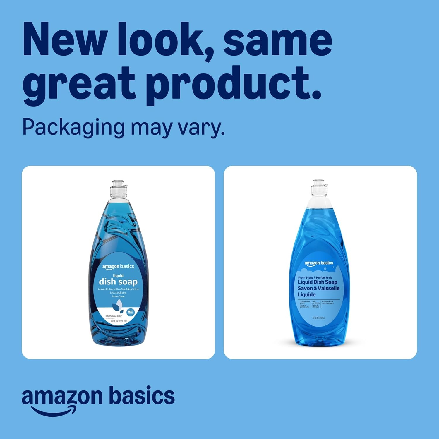 Amazon Basics Dish Soap, Fresh Scent, 50 fl oz, Pack of 1, Packaging May Vary