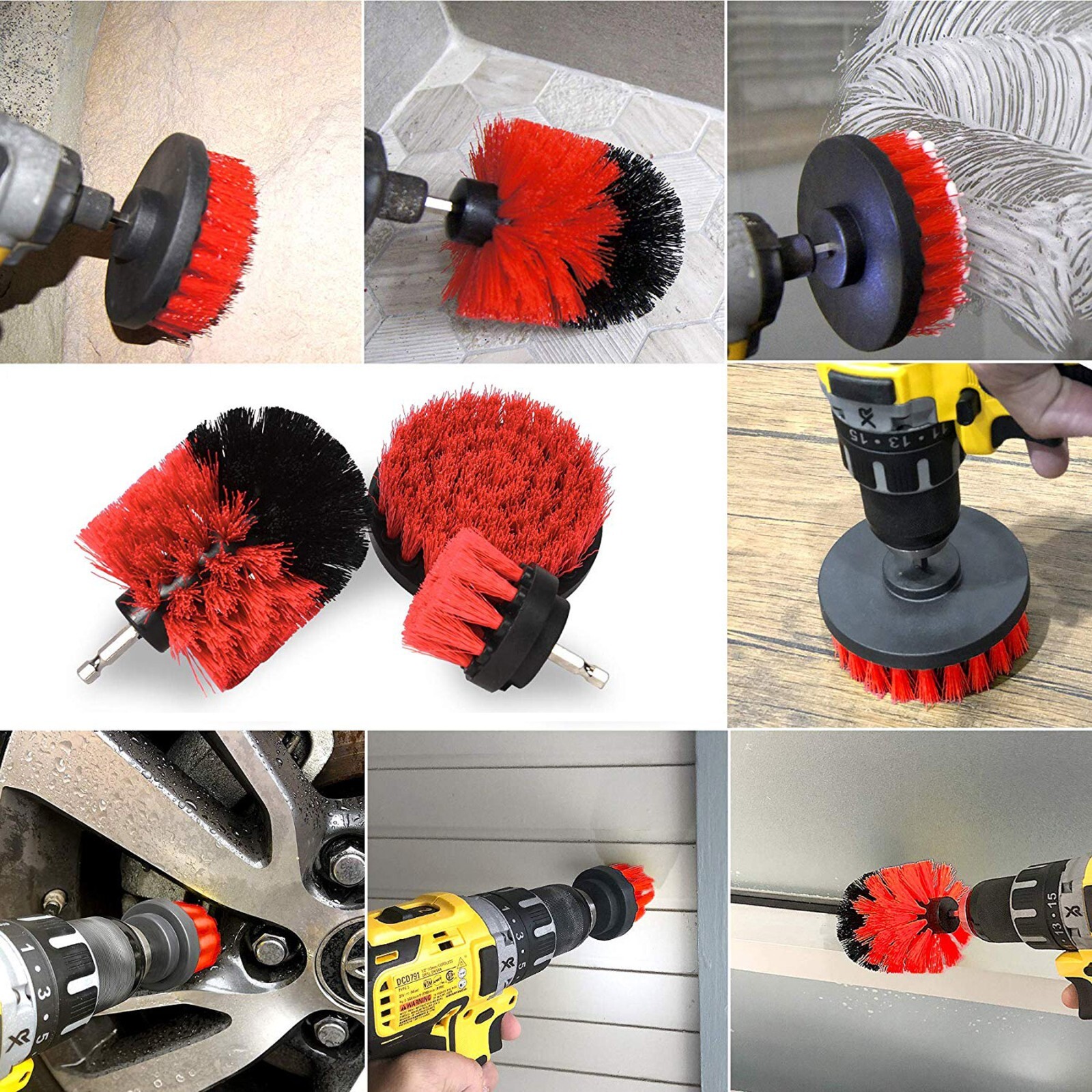 Power Scrubber Drill Brush Set Cleaner Spin Tub Shower Tile Grout Wall 5 Brushes