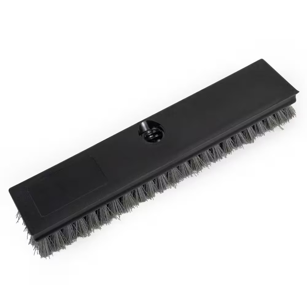HDX 12 in. Plastic Deck Scrub Brush with 50 in. Steel Handle Stiff Bristles 1Pk
