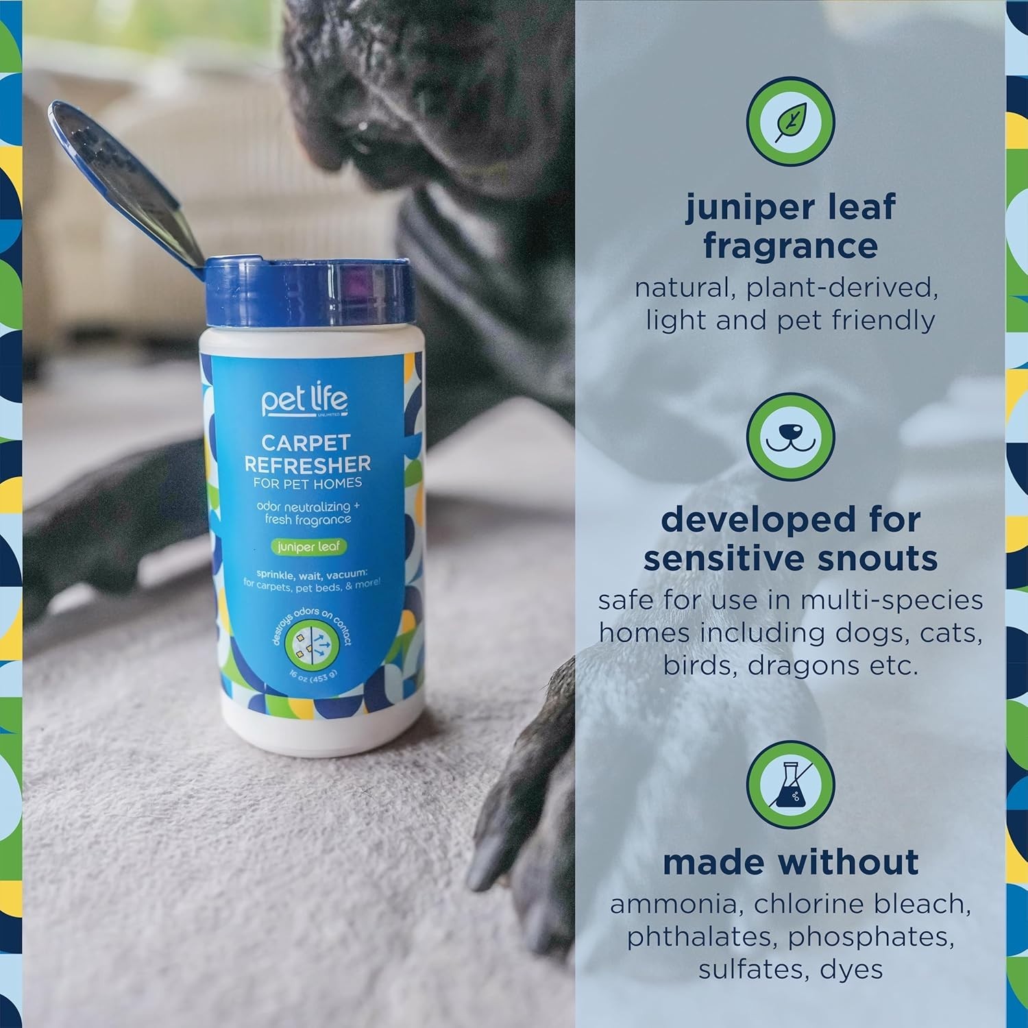 16oz Carpet Deodorizer Powder – Eliminate Pet Odors with Juniper Fresh Scent