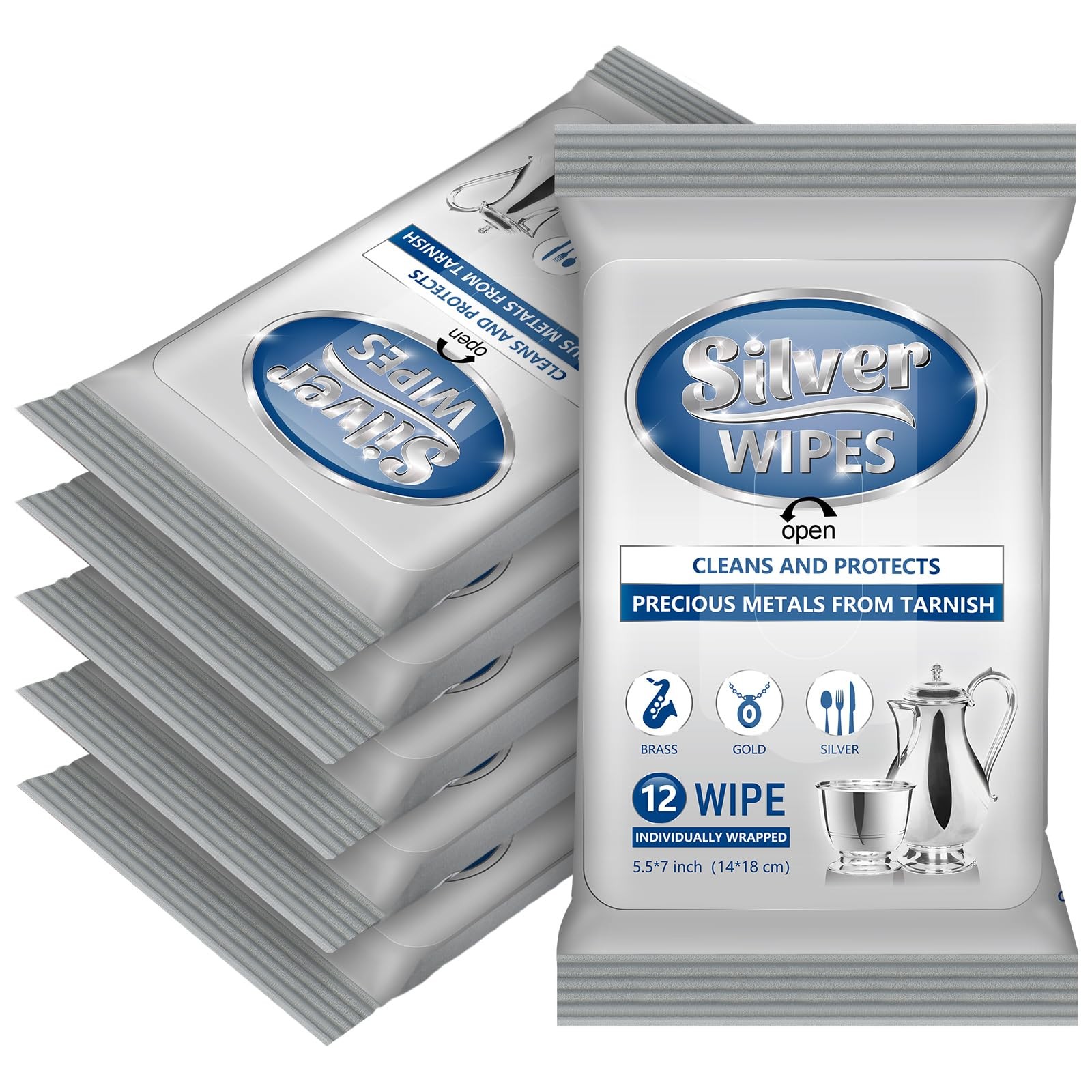 6 Pack/ 72 Pcs Silver Cleaner Wipes Silver Polish Jewelry Cleaner Cleaning Je…