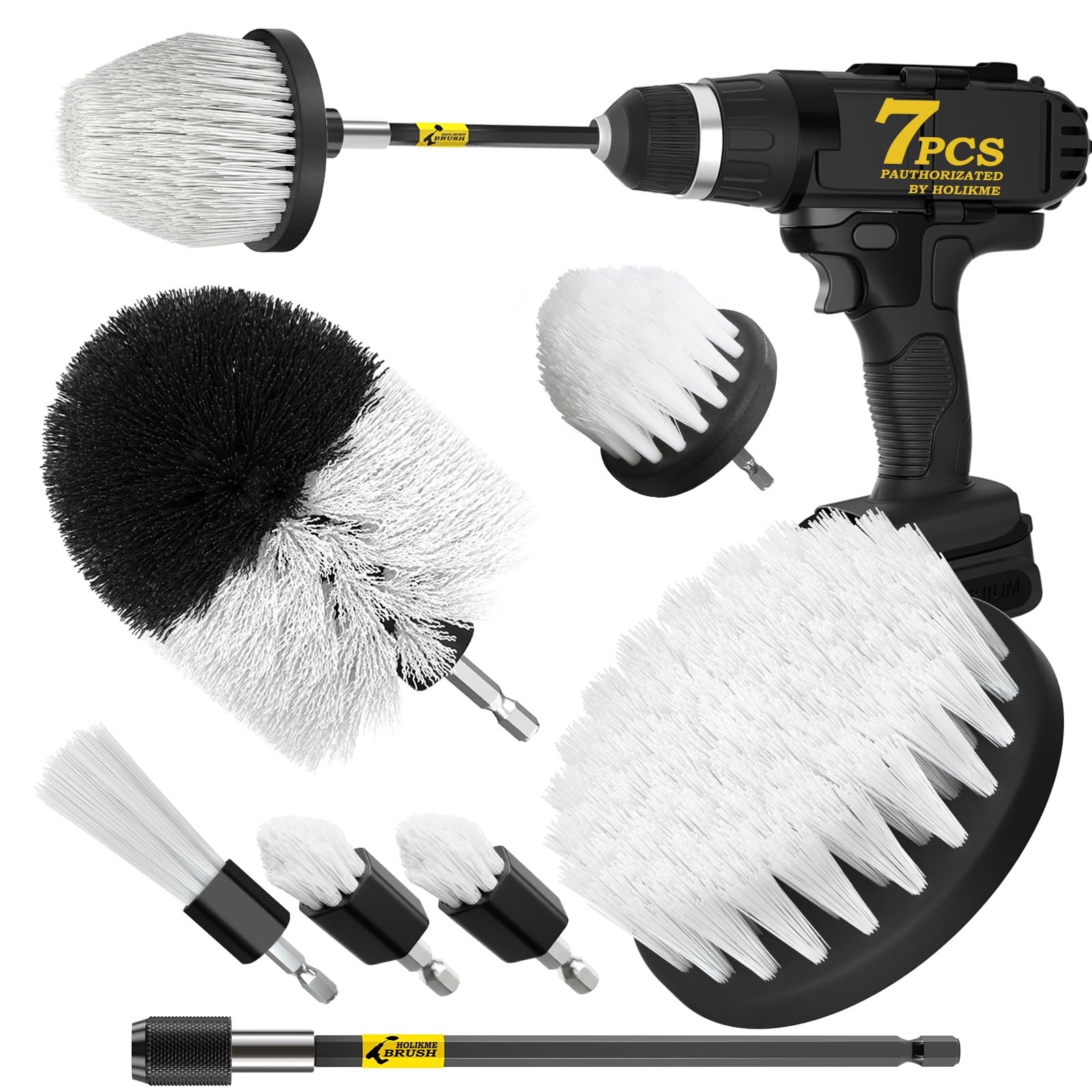 7Pack Drill Brush Attachment Set-Car Interior Detailing Kit，Power Scrubber Br…