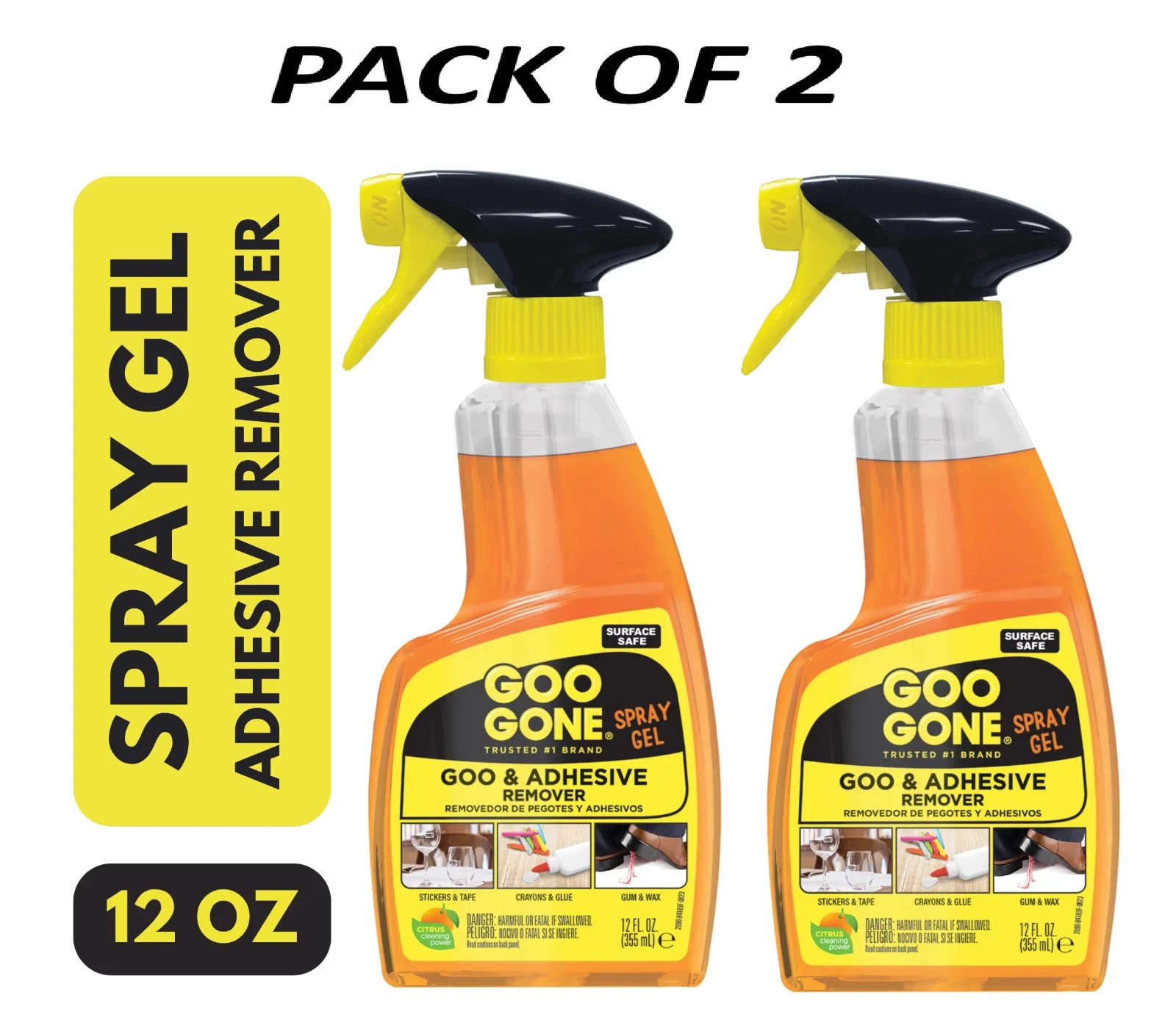 Goo Gone Adhesive Remover PRO POWER Spray Gel 12 oz Remover Cleaner